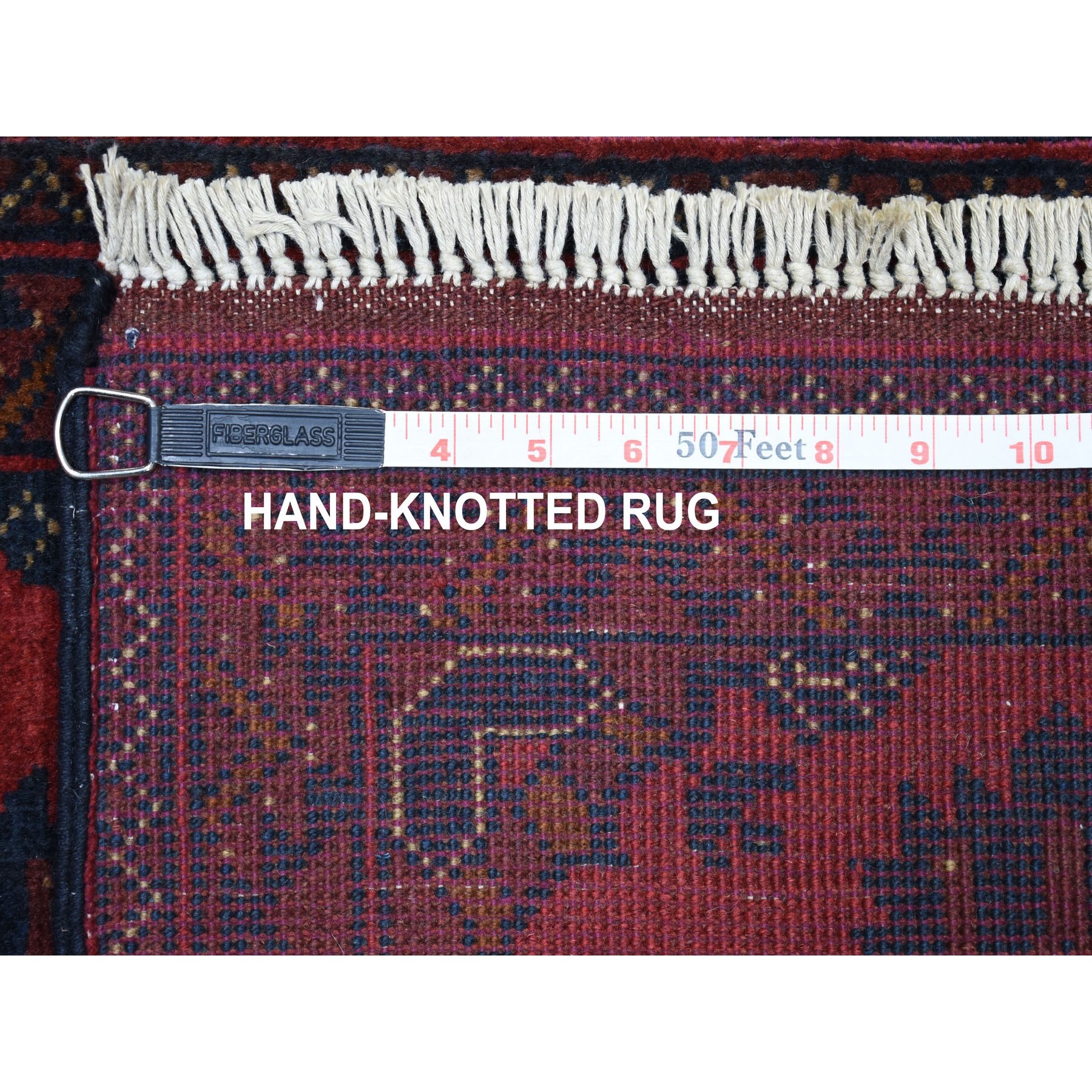 1-9 x3-2  Deep and Saturated Red Tribal Afghan Andkhoy Pure Wool Hand Knotted Oriental Rug 