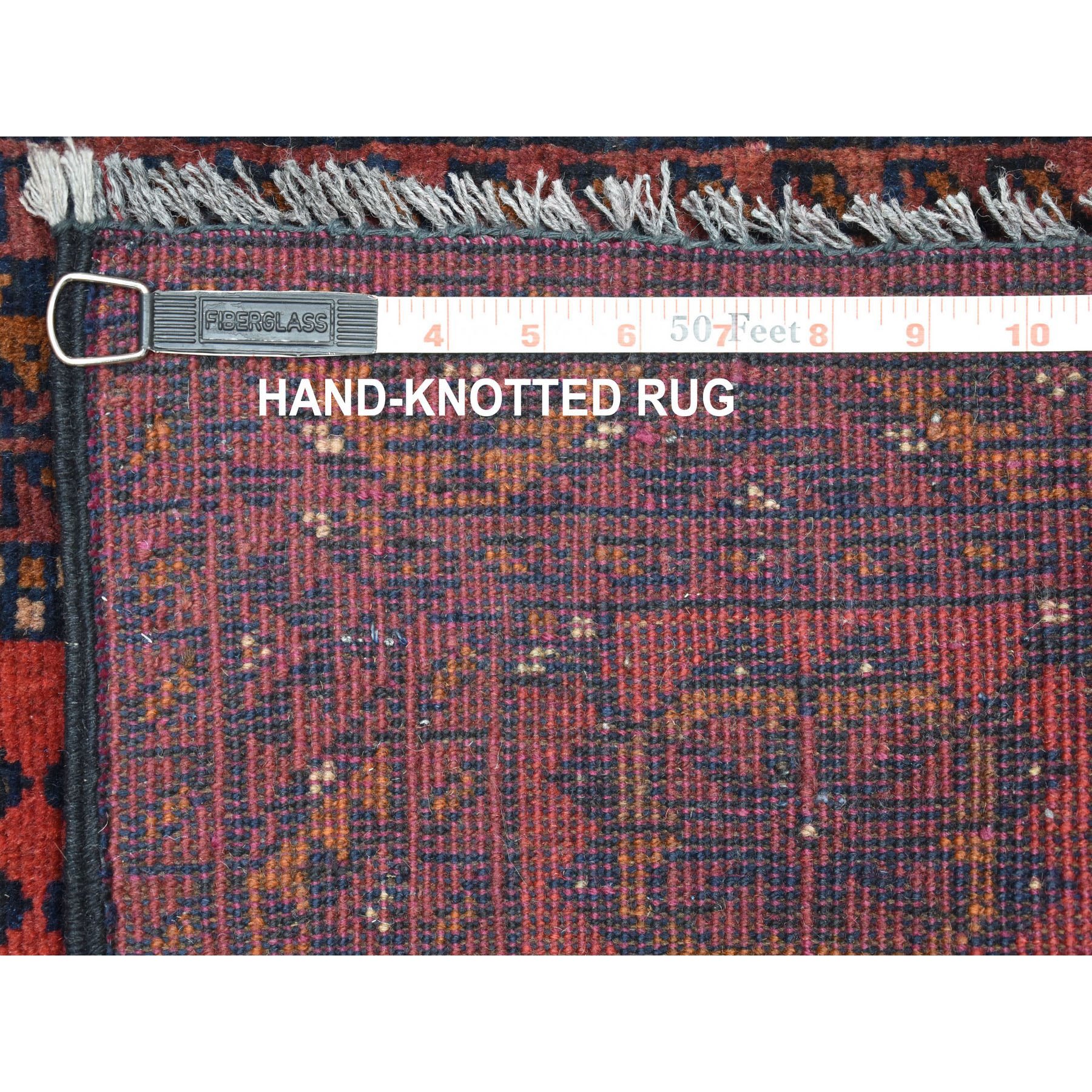 1-8 x3-2  Deep and Saturated Red Geometric Afghan Andkhoy Pure Wool Hand Knotted Oriental Rug 