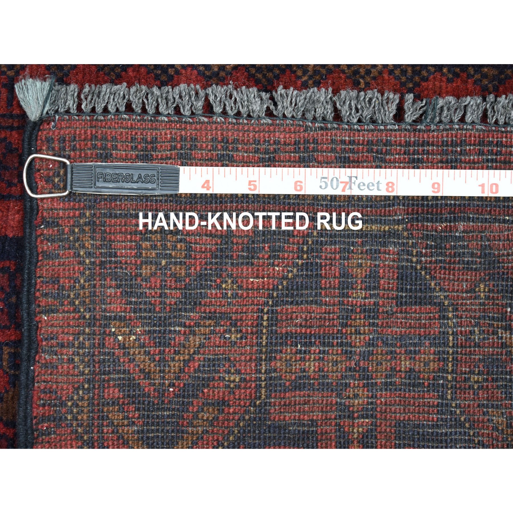 2-7 x9-6  Deep and Saturated Red Geometric Afghan Andkhoy Runner Pure Wool Hand Knotted Oriental Rug 