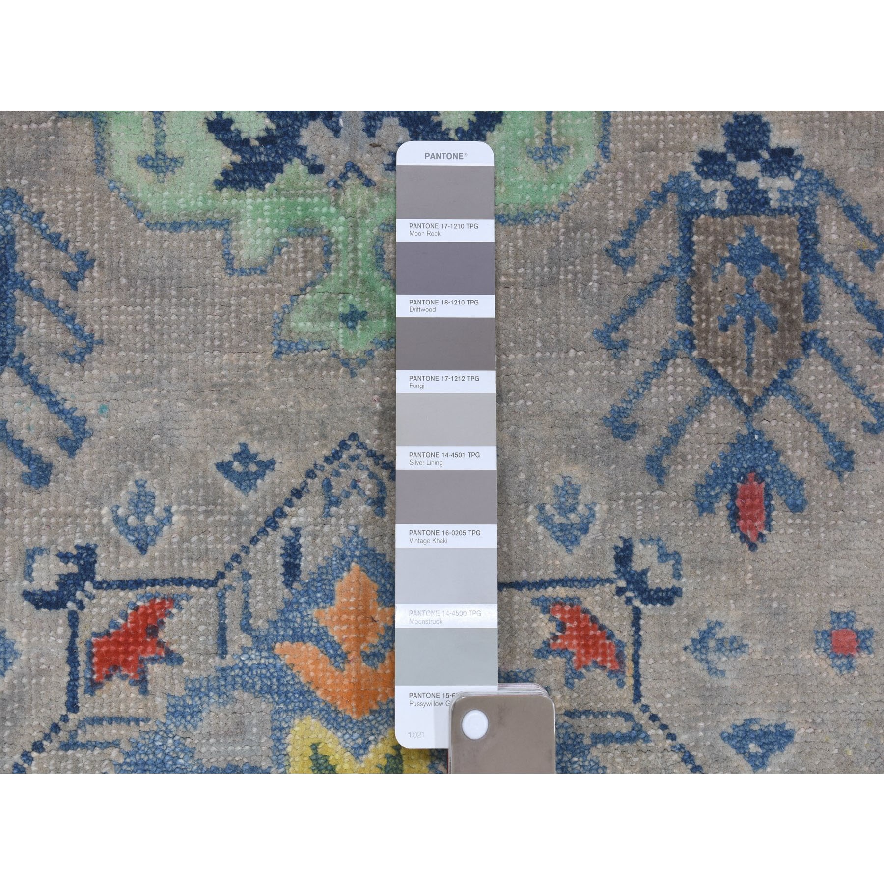 3-x4-10  Colorful Gray Fusion Kazak Pure Wool Geometric Design Hand Knotted Oriental Rug 