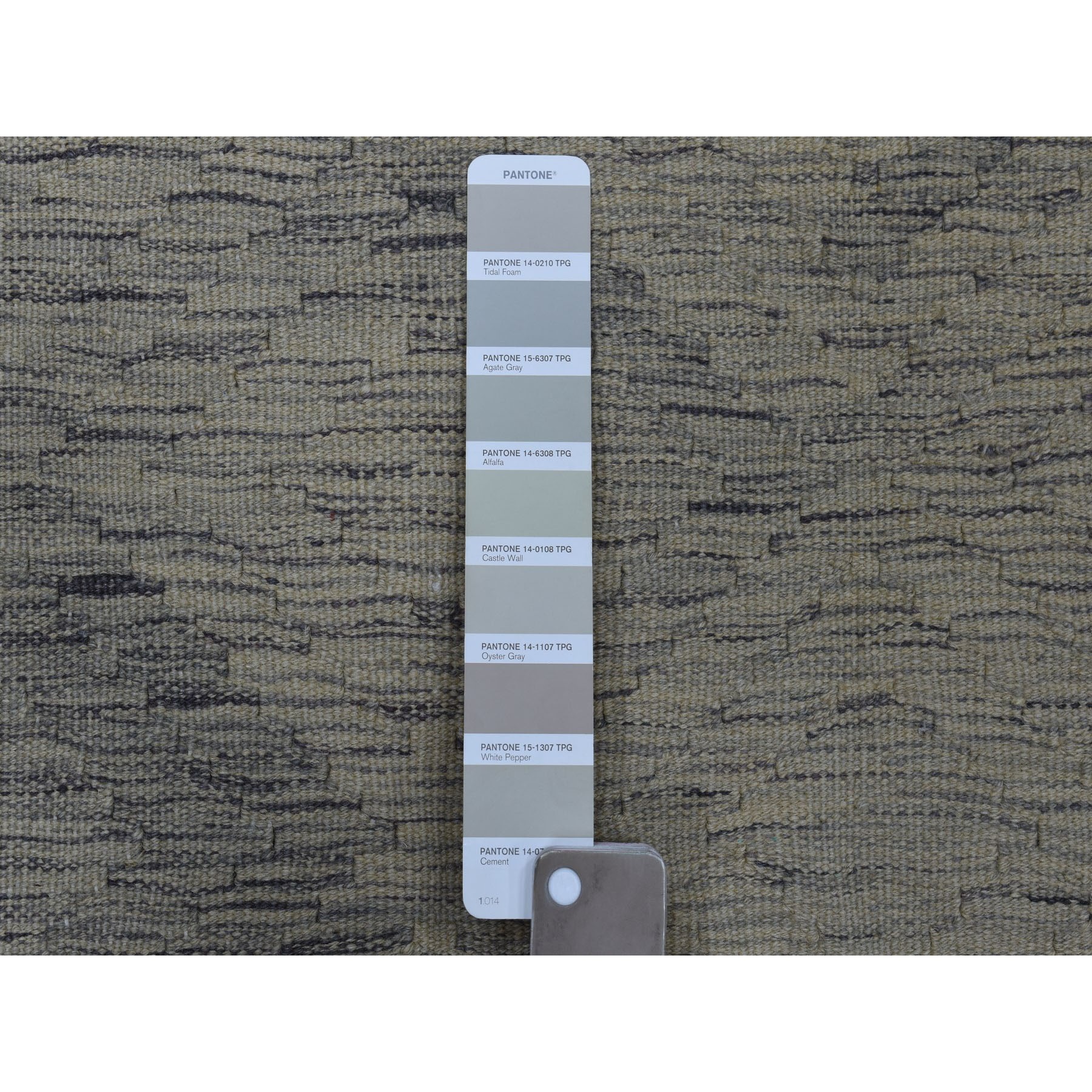 3-1 x14- Gray Shades Flat Weave Kilim Pure Wool Hand Woven Runner Oriental Rug 