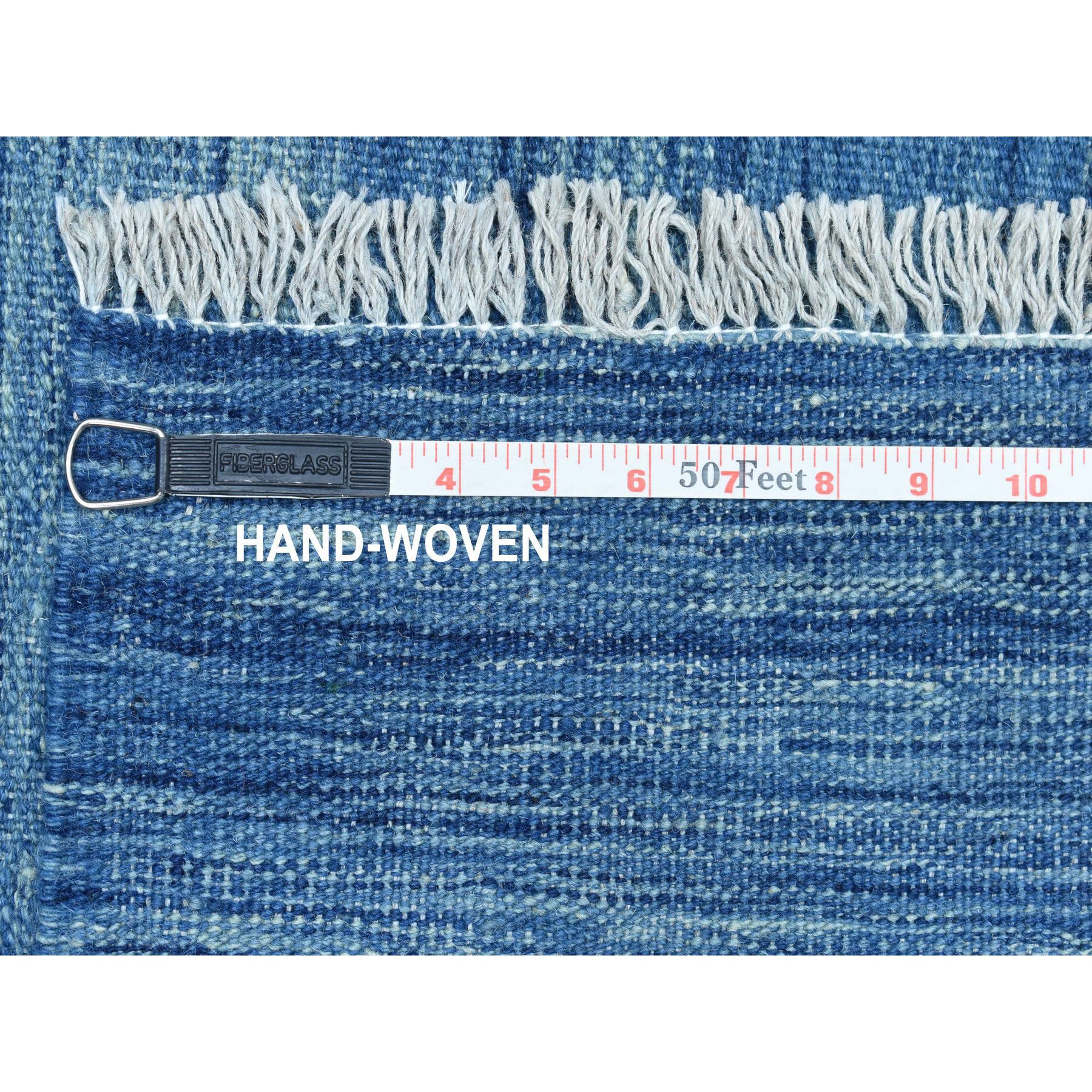 2-8 x9-8  Blue Shades Reversible Kilim Pure Wool Hand Woven Runner Oriental Rug 