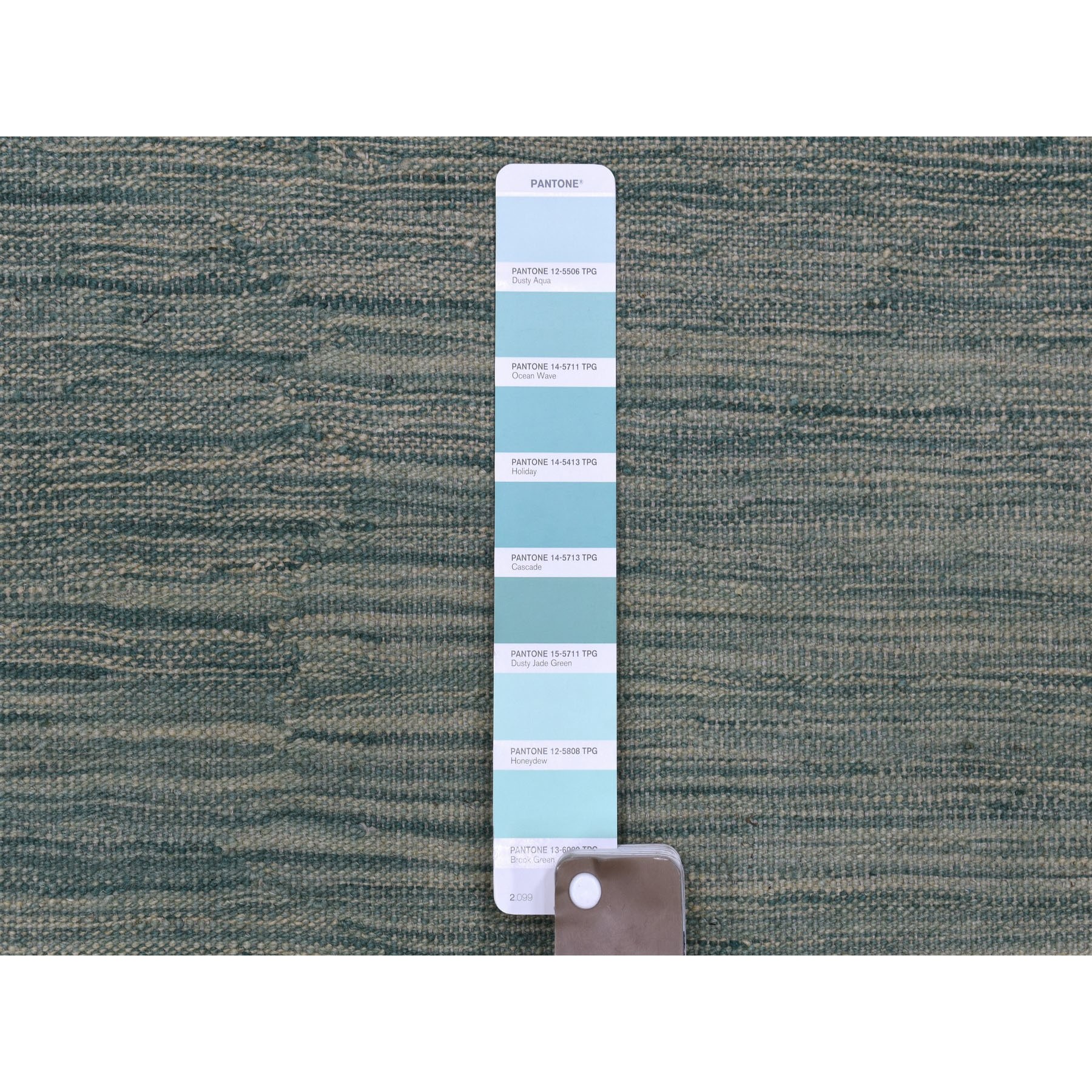 2-9 x16-4  Green Shades Reversible Kilim Pure Wool Hand Woven Runner Oriental Rug 