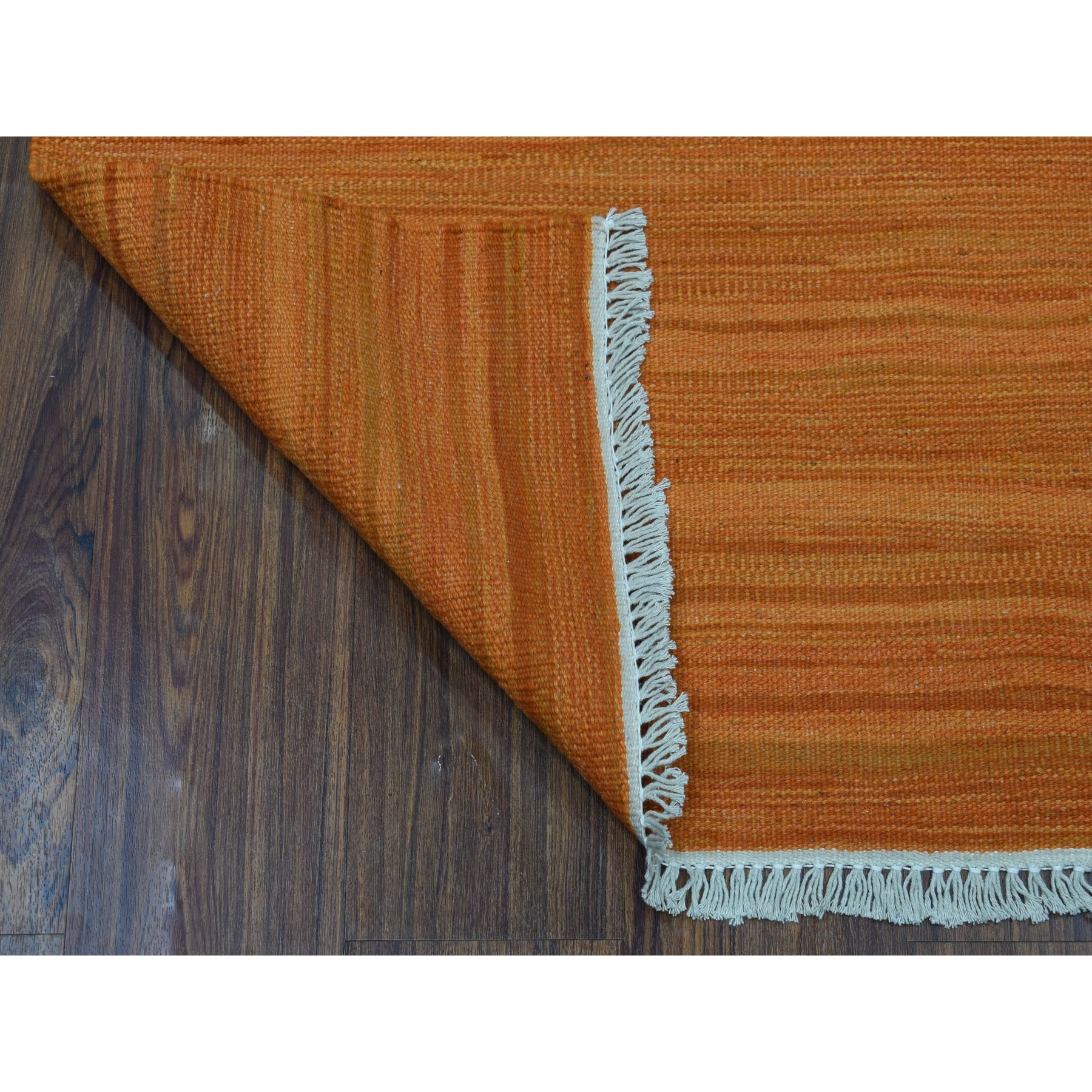 2-4 x6-5  Orange Shades Flat Weave Kilim Pure Wool Hand Woven Runner Oriental Rug 
