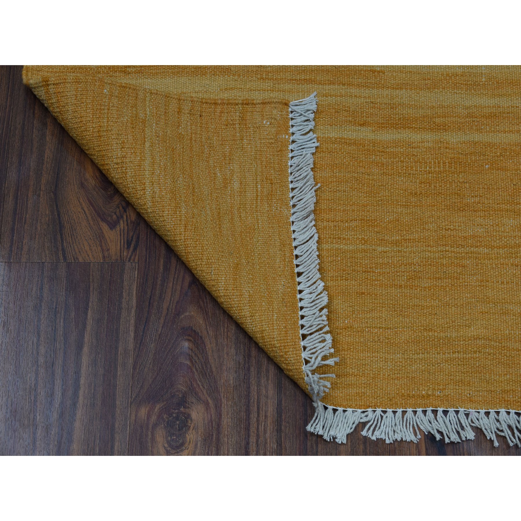 2-3 x6-5  Gold Shades Flat Weave Kilim Pure Wool Hand Woven Runner Oriental Rug 