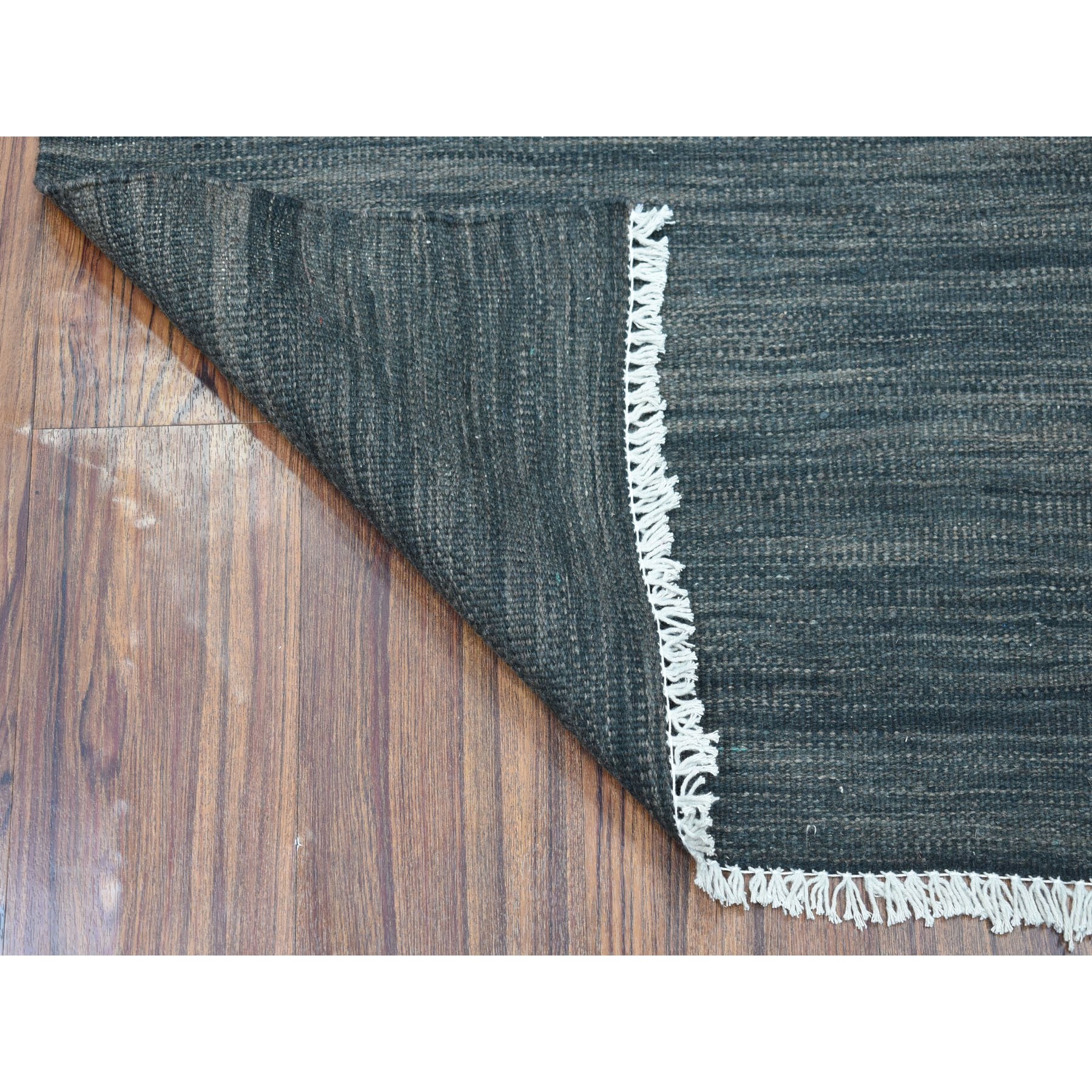2-4 x6-4  Charcoal Gray Shades Flat Weave Kilim Pure Wool Hand Woven Runner Oriental Rug 