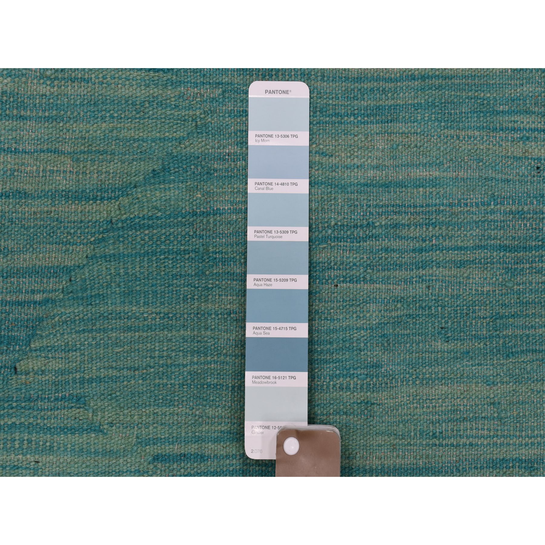 6-6 x9-9  Aqua Marine Shades Flat Weave Kilim Pure Wool Hand Woven Oriental Rug 
