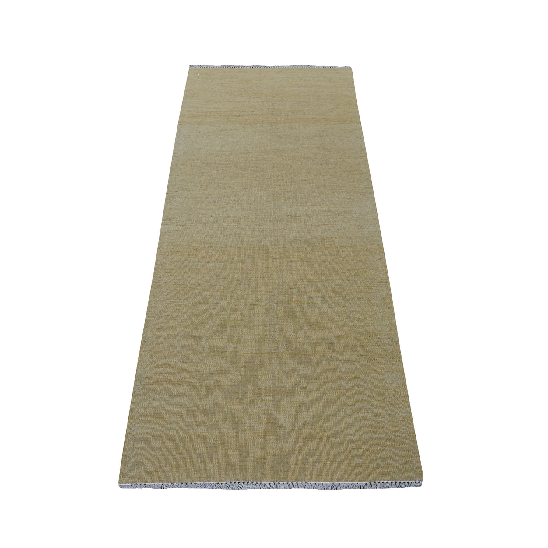 2-4 x6-6  Yellow Shades Flat Weave Kilim Pure Wool Hand Woven Runner Oriental Rug 