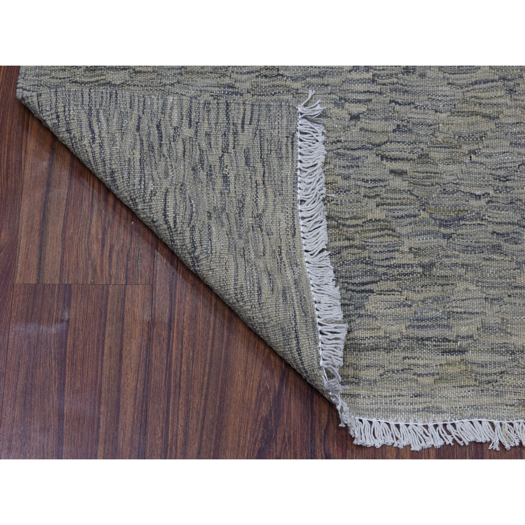 2-2 x6-3  Natural Shade Reversible Kilim Pure Wool Hand Woven Runner Oriental Rug 