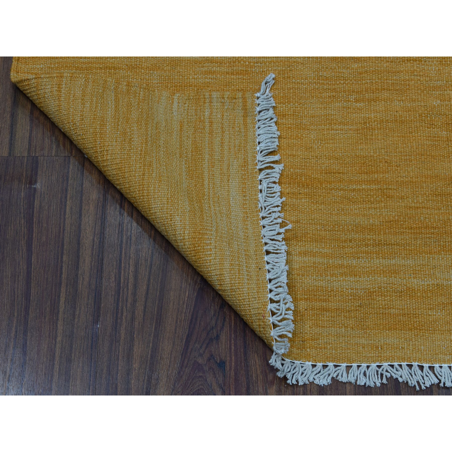 2-5 x6-7  Gold Shades Flat Weave Kilim Pure Wool Hand Woven Runner Oriental Rug 