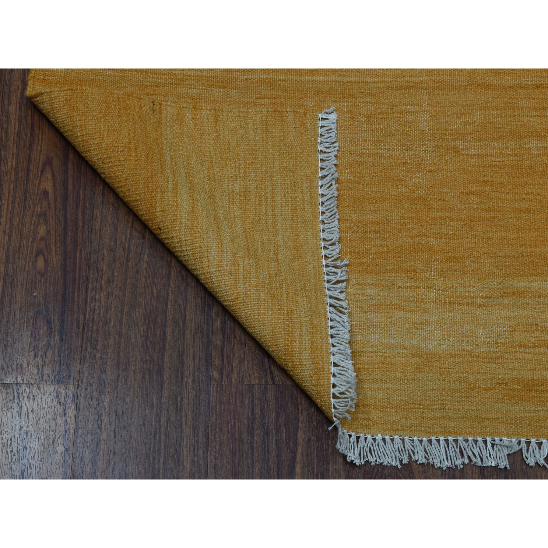 2-6 x6-8  Gold Shades Flat Weave Kilim Pure Wool Hand Woven Runner Oriental Rug 