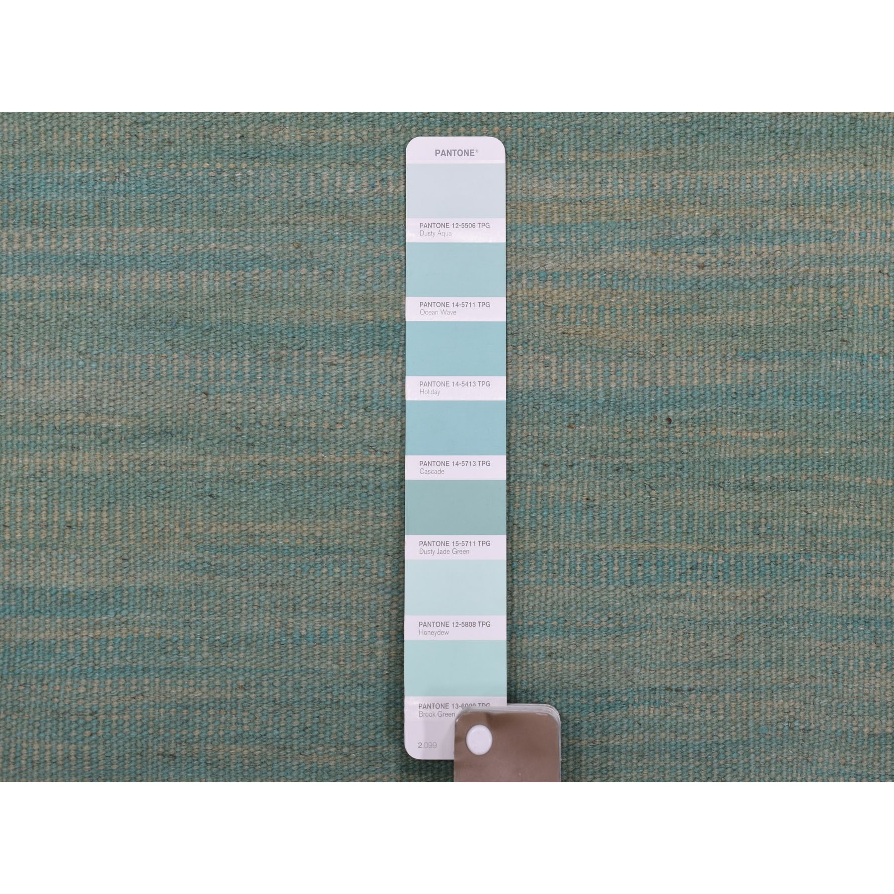 2-3 x6-3  Aquamarine Shades Flat Wave Kilim Wool Hand Woven Runner Oriental Rug 