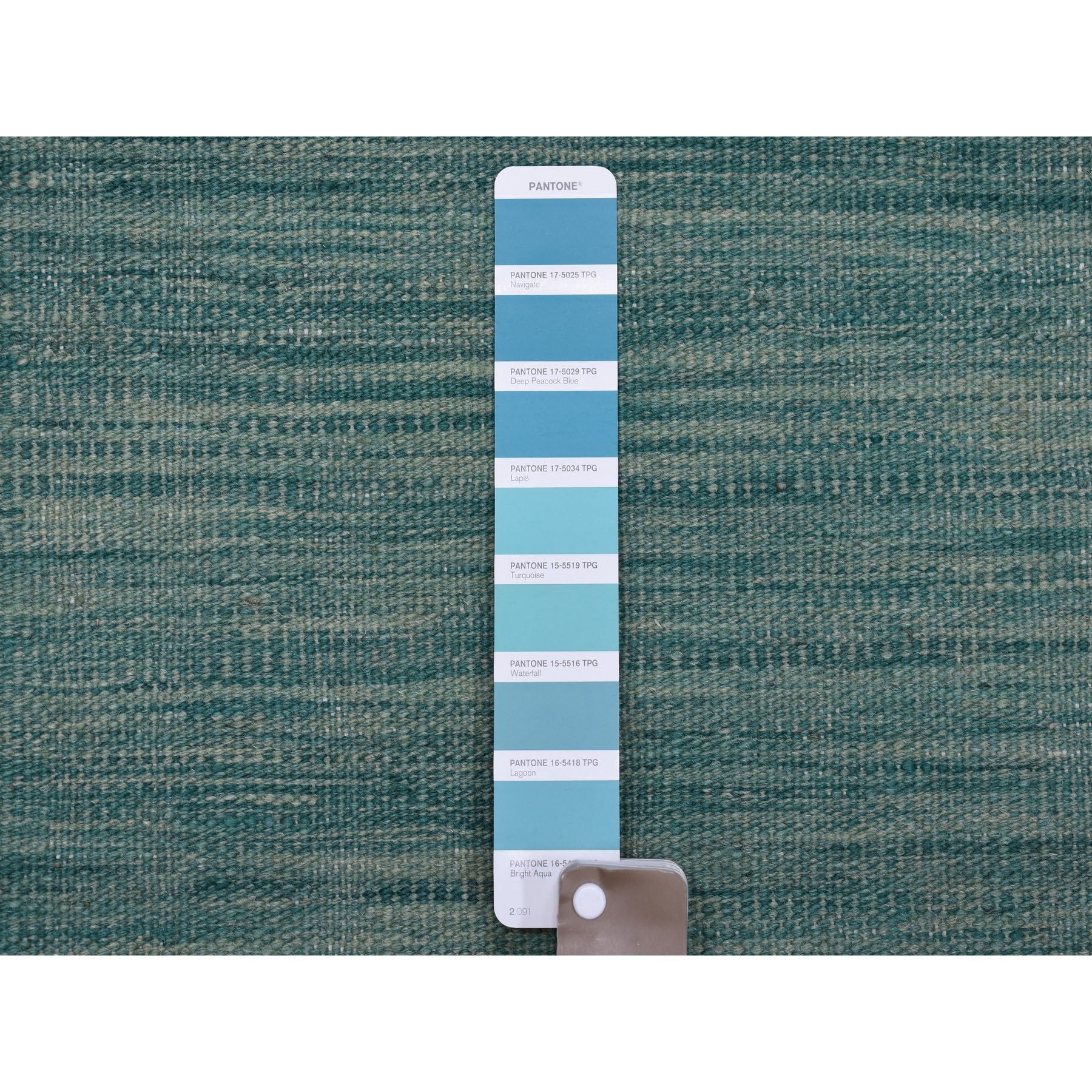 2-5 x6-3  Aquamarine Shades Reversible Kilim Wool Hand Woven Runner Oriental Rug 