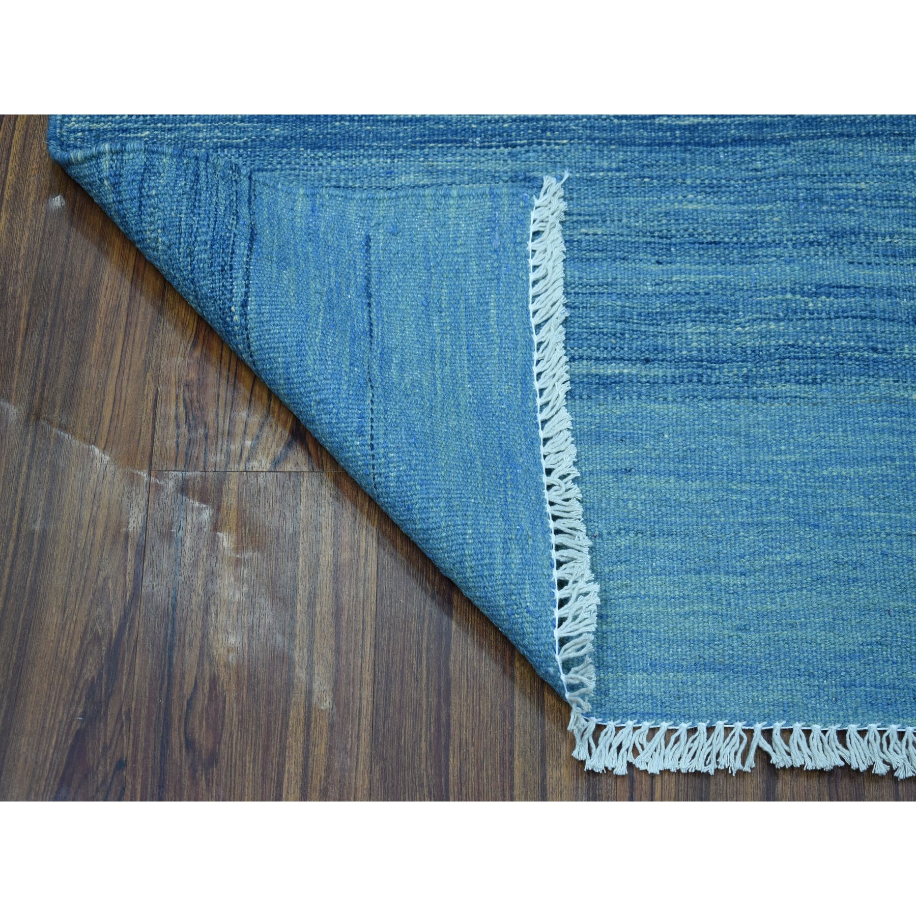 2-4 x6-3  Blue Shades Flat Weave Kilim Pure Wool Hand Woven Runner Oriental Rug 