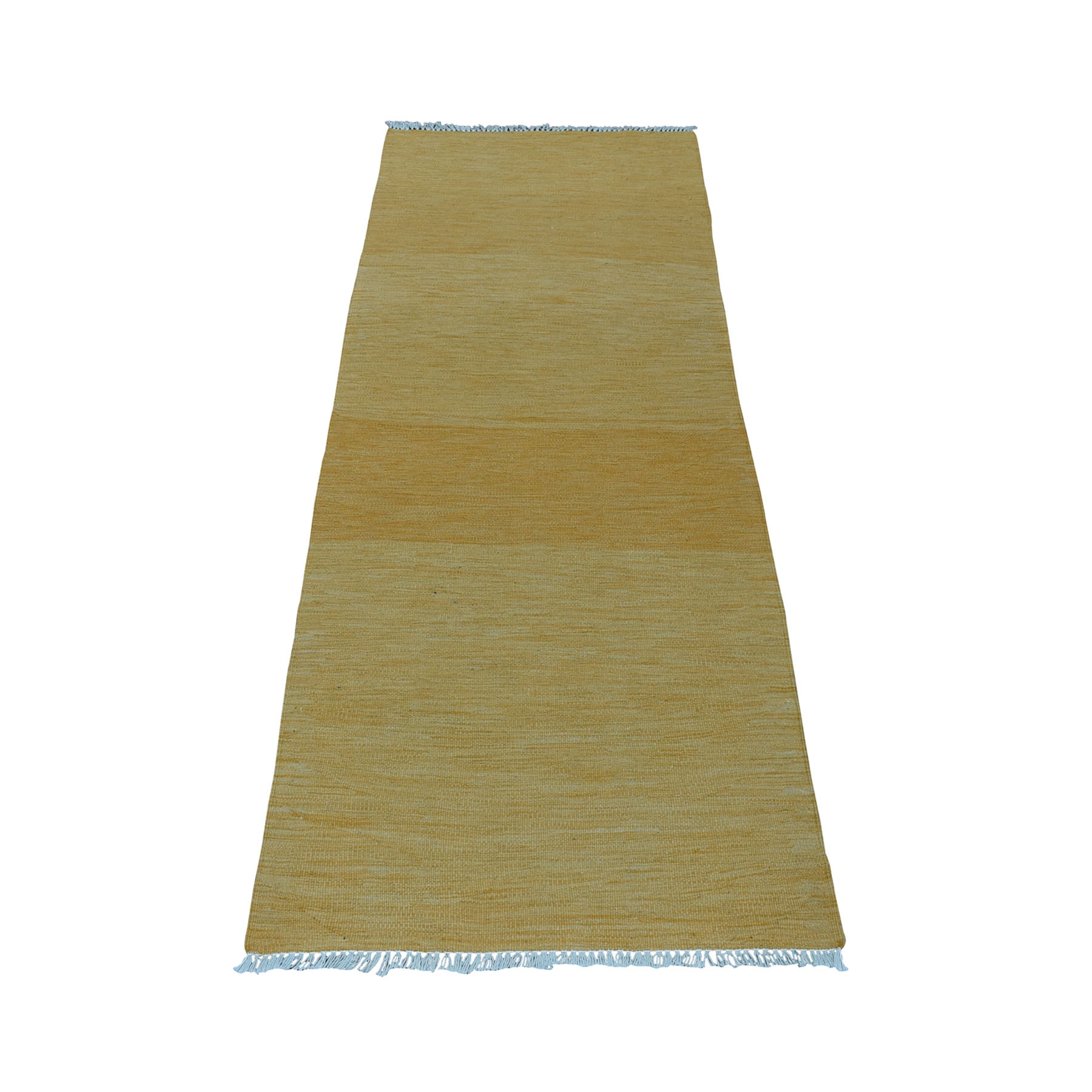 2'4"X6'4" Gold Shades Flat Weave Kilim Pure Wool Hand Woven Runner Oriental Rug moaec876
