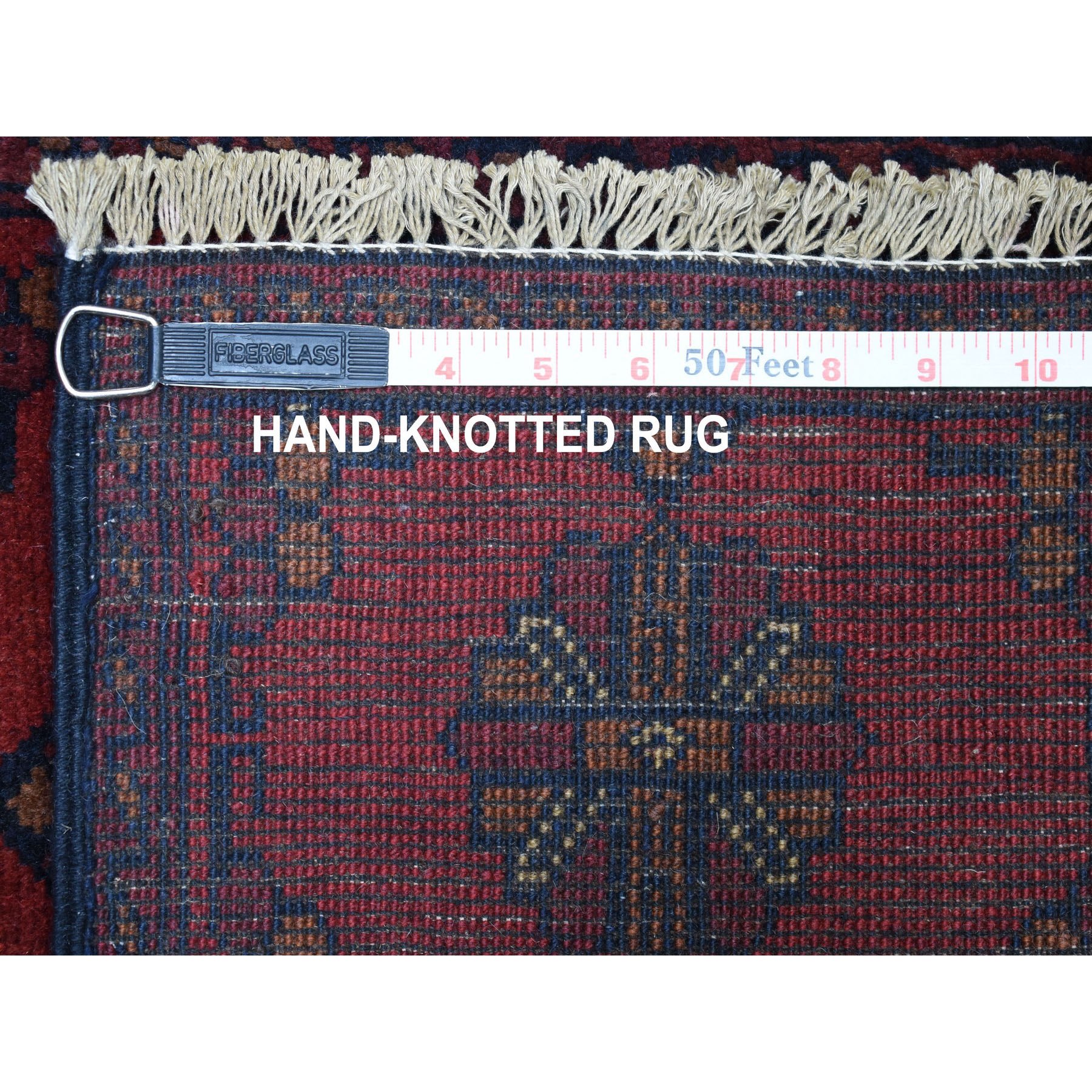 2-x3-1  Deep and Saturated Red Tribal Design Afghan Andkhoy Pure Wool Hand-Knotted Oriental Rug 