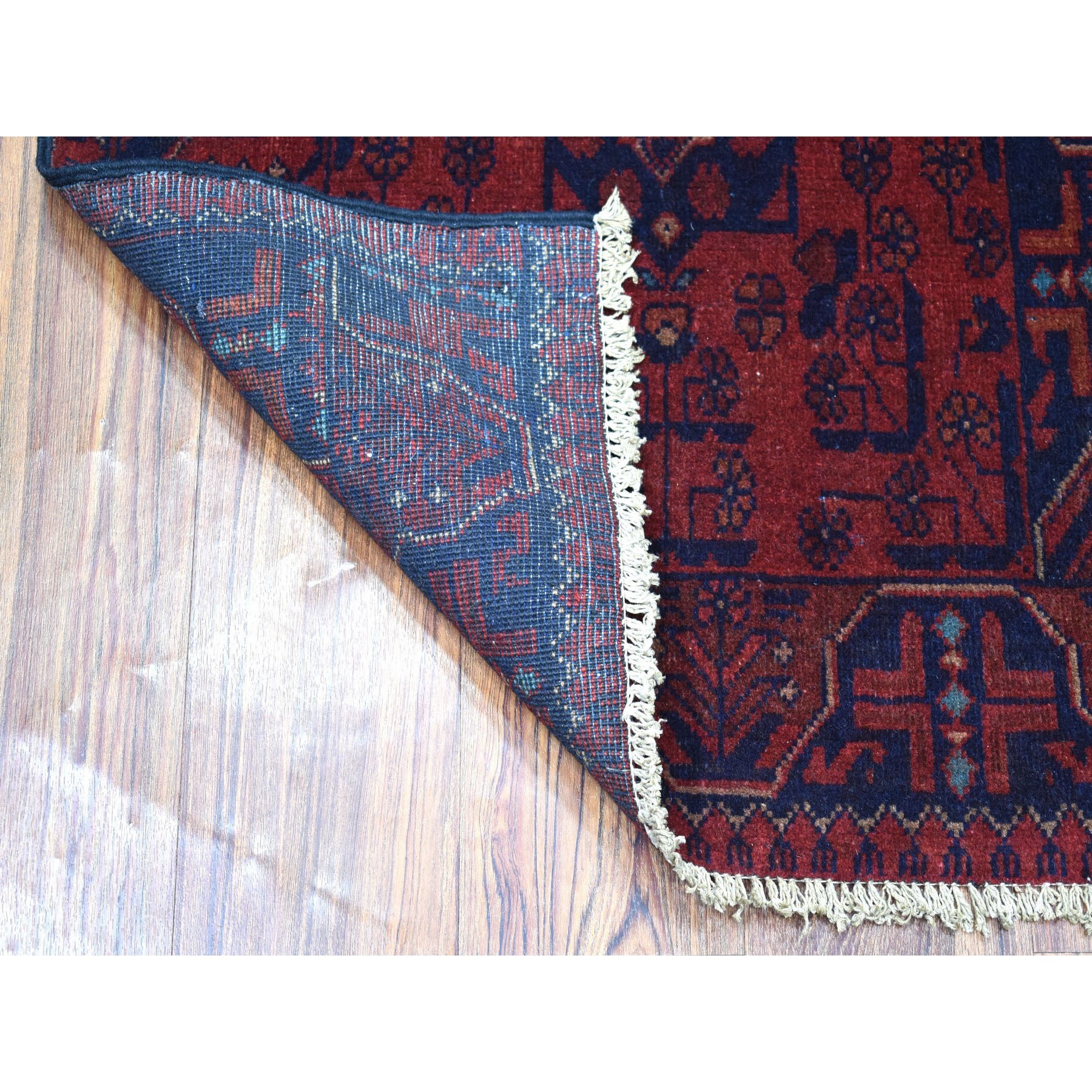2-5 x4- Deep and Saturated Red Geometric Design Afghan Andkhoy Pure Wool Hand-Knotted Oriental Rug 