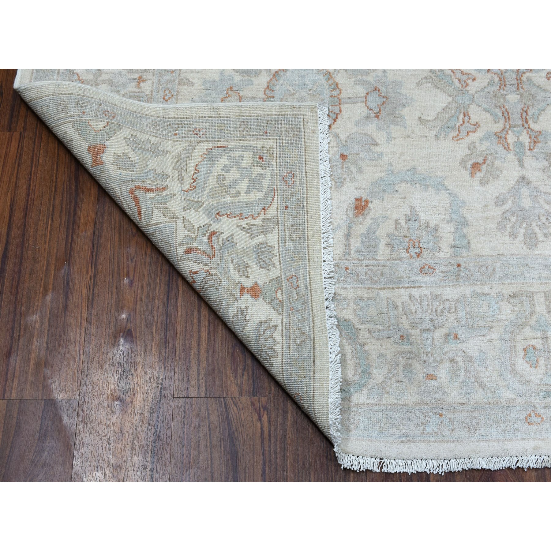 6-x8-10  White Wash Peshawar Pure Wool Hand Knotted Oriental Rug 