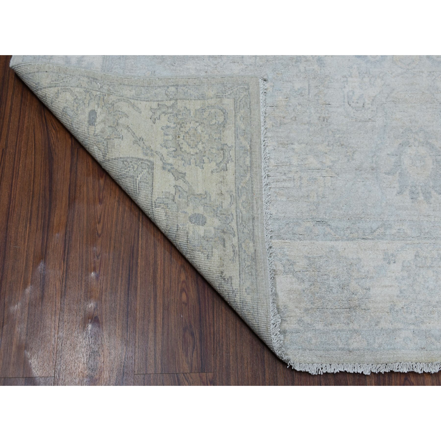 6-x8-9  White Wash Peshawar Pure Wool Hand Knotted Oriental Rug 