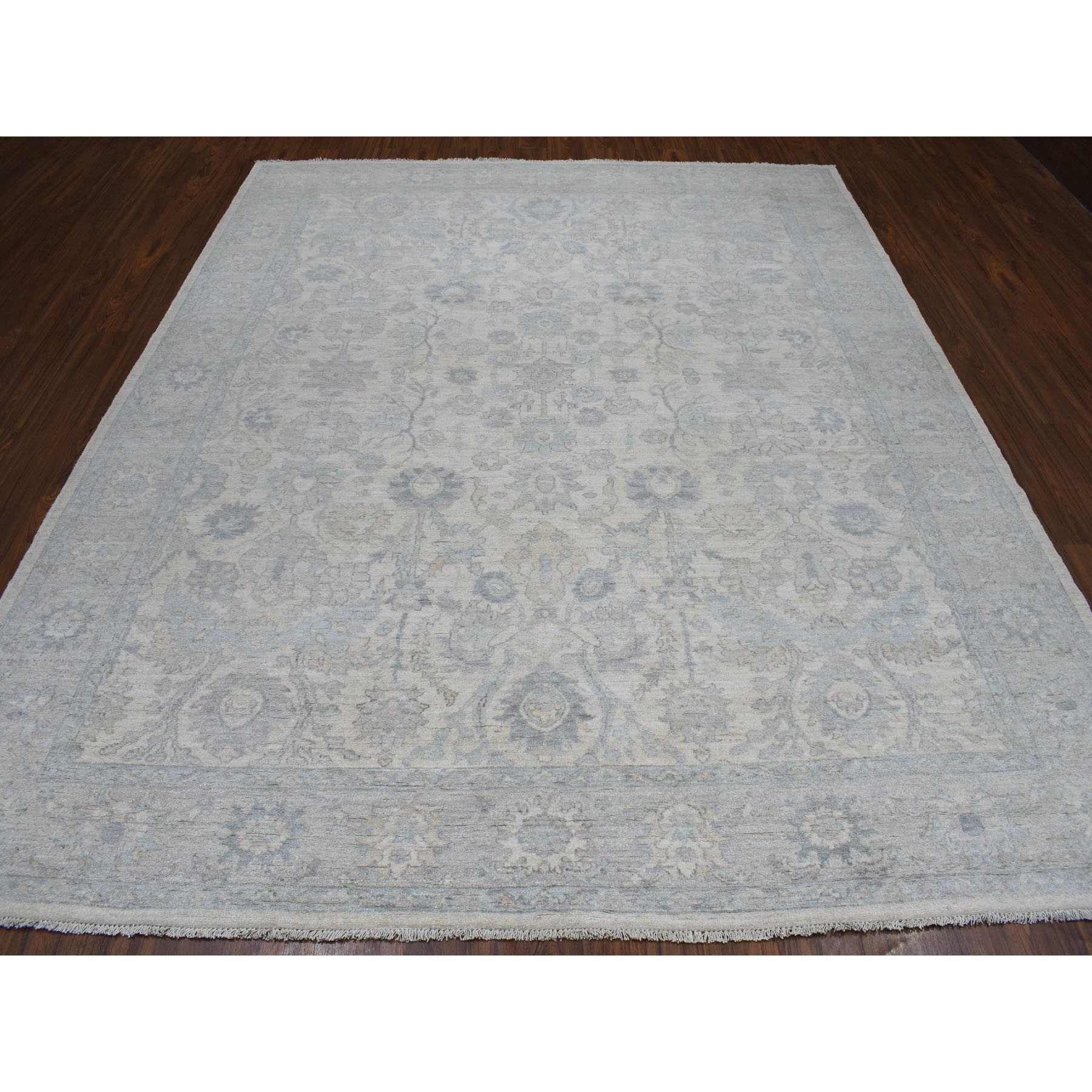 8-2 x9-8  White Wash Peshawar Pure Wool Hand Knotted Oriental Rug 