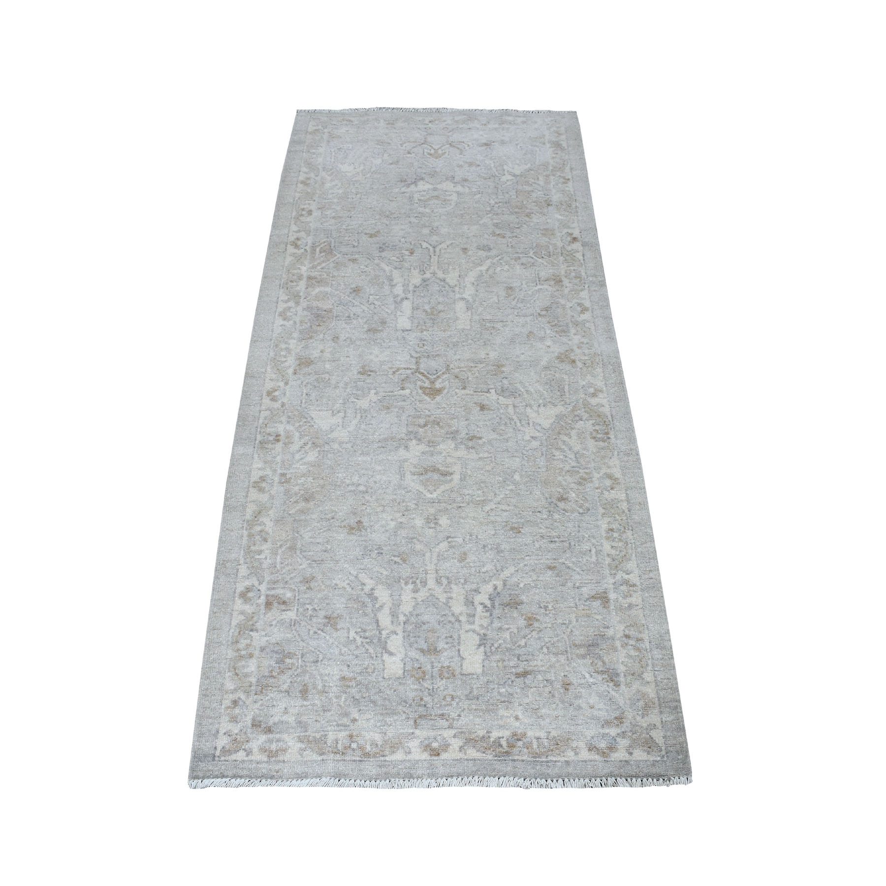 2'8"X6'2" White Wash Peshawar Pure Wool Hand Knotted Runner Orientals Rug moaec9a6