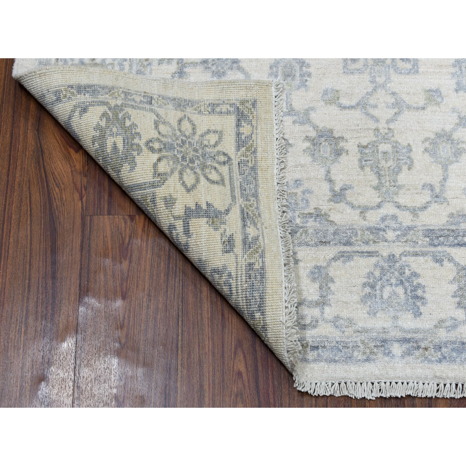 4-x5-9  White Wash Peshawar Mahal Design Pure Wool Hand Knotted Oriental Rug 