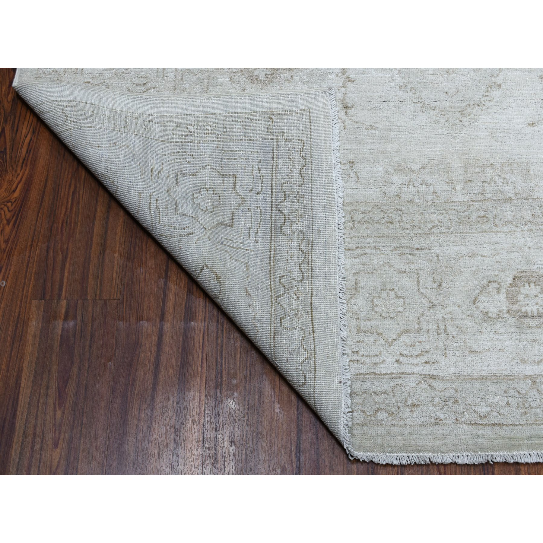 7-8 x9-7  White Wash Peshawar Pure Wool Hand Knotted Oriental Rug 