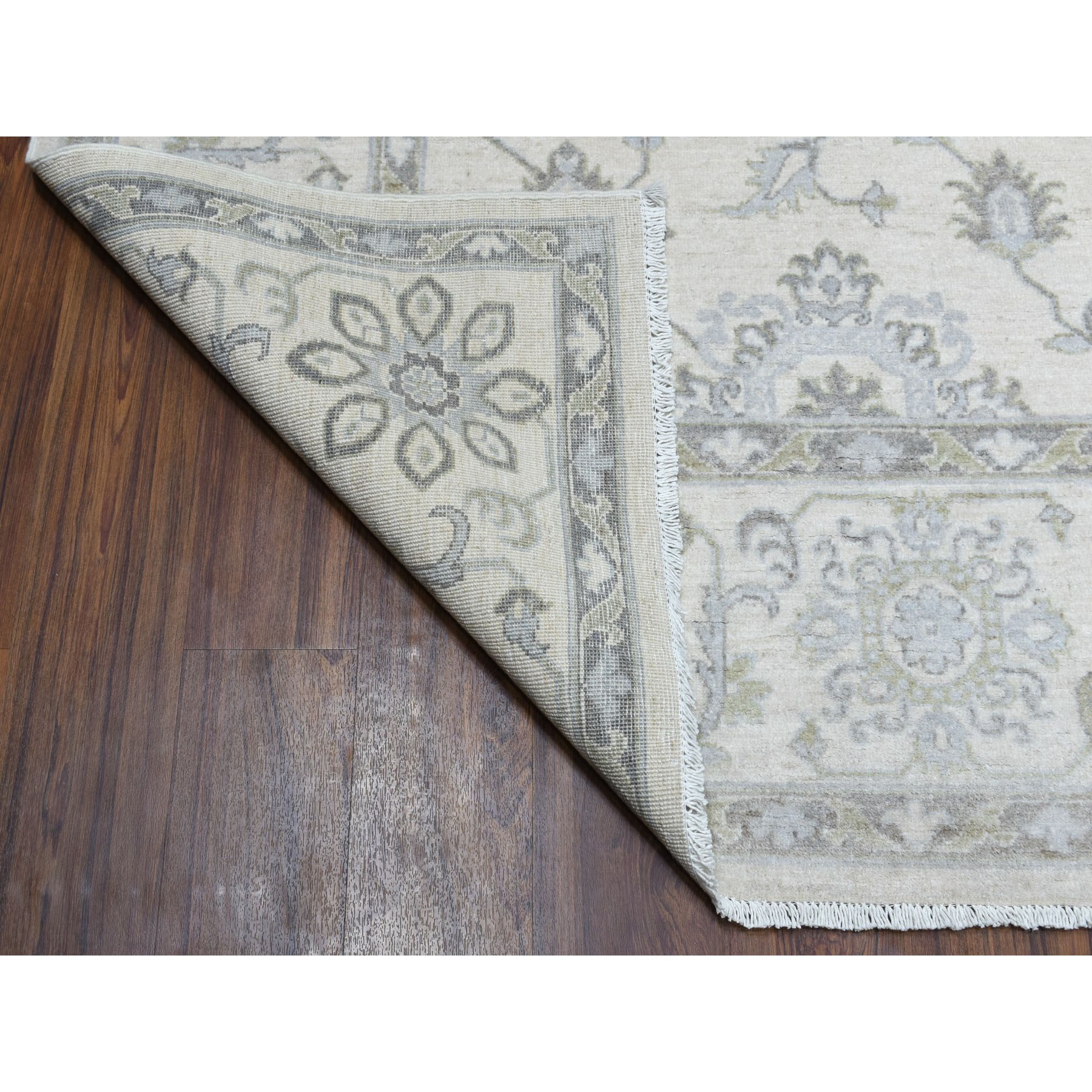 7-10 x9-8  White Wash Peshawar Pure Wool Hand Knotted Oriental Rug 