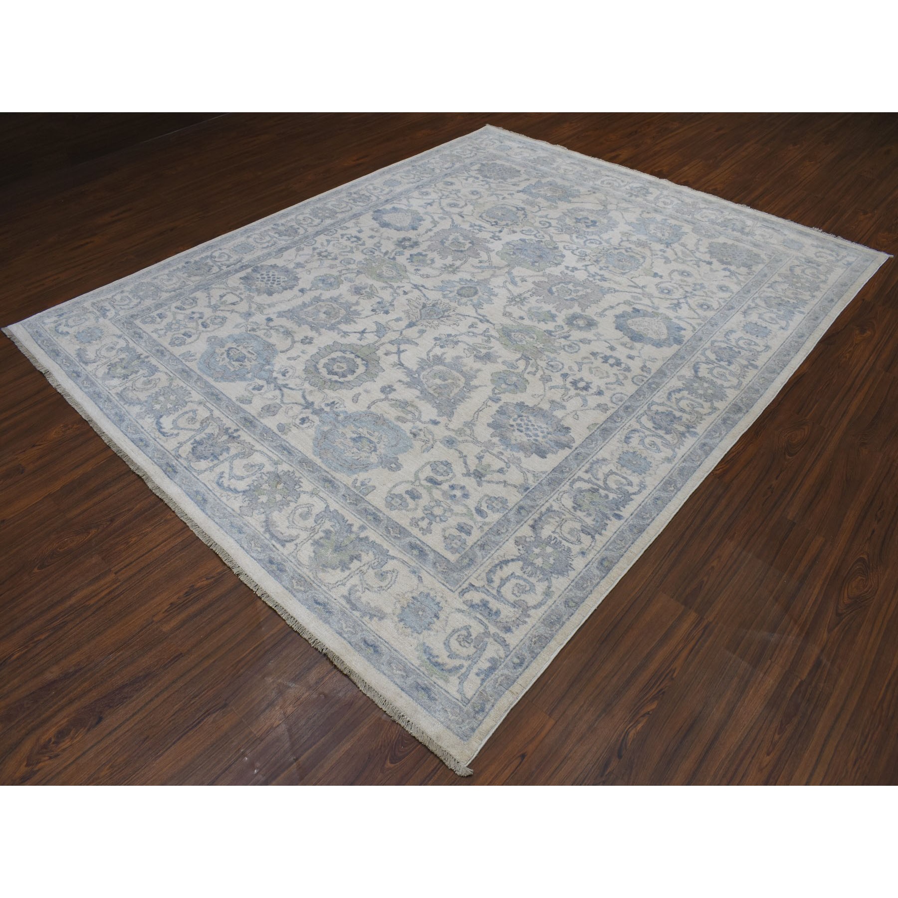 8-x9-8  White Wash Peshawar Pure Wool Hand Knotted Oriental Rug 