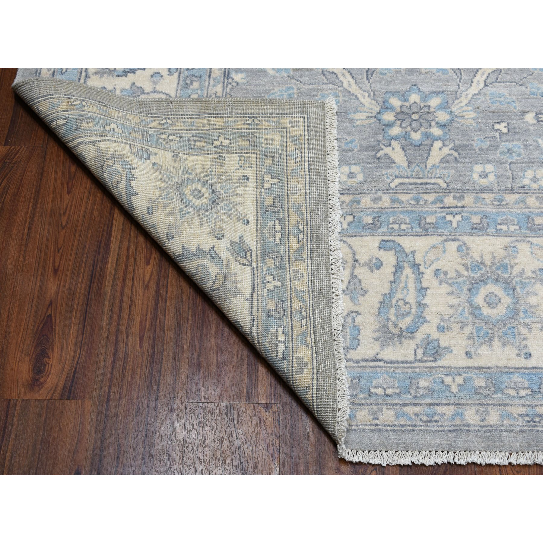 7-10 x10- White Wash Peshawar Pure Wool Hand Knotted Oriental Rug 