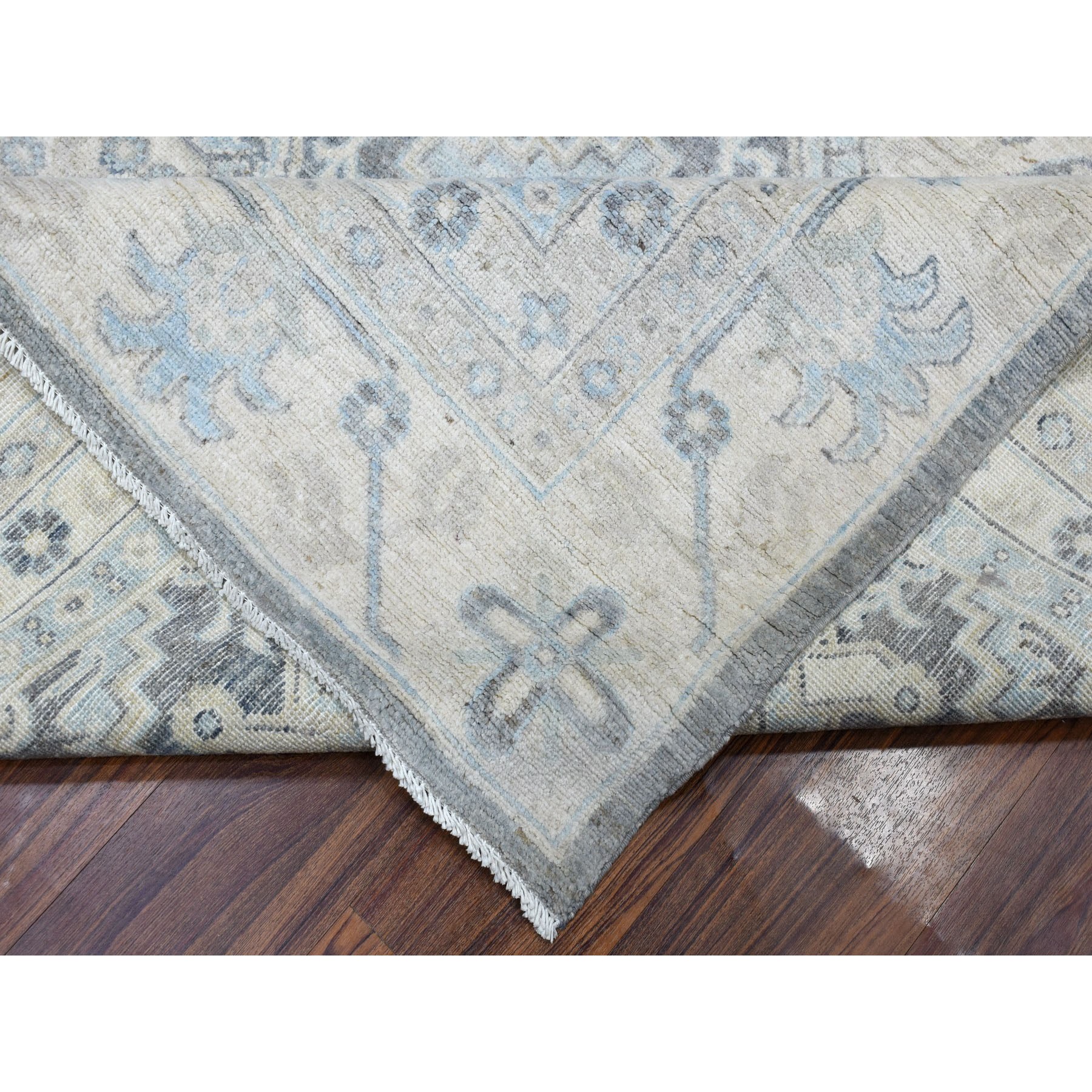8-x10- White Wash Peshawar Pure Wool Hand Knotted Oriental Rug 