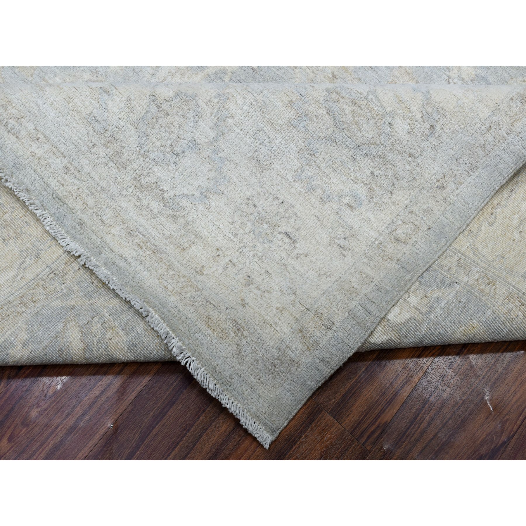7-9 x9-9  White Wash Peshawar Pure Wool Hand Knotted Oriental Rug 