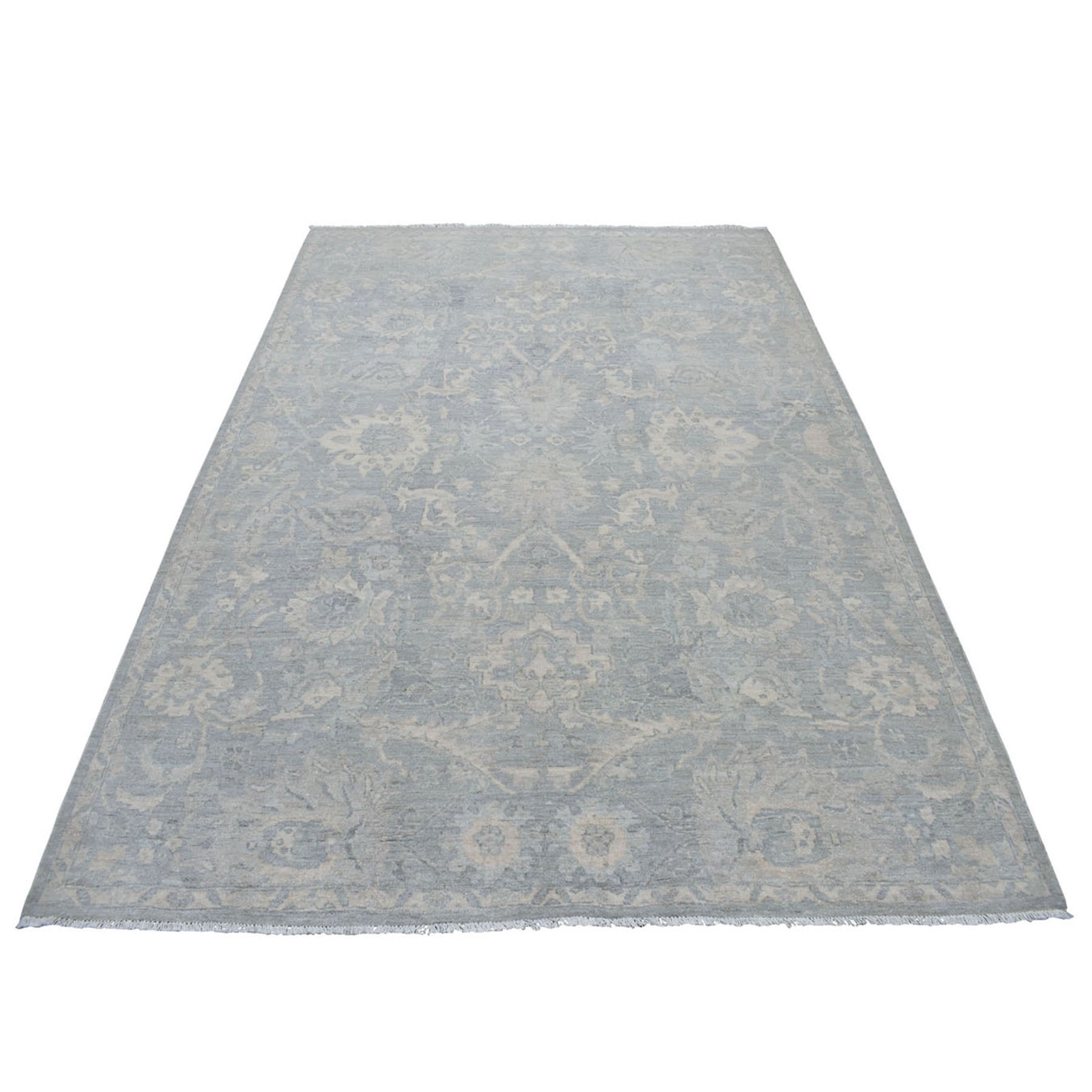 5'10"X8'4" White Wash Peshawar Mahal Design Pure Wool Hand Knotted Oriental Rug moaec9ed