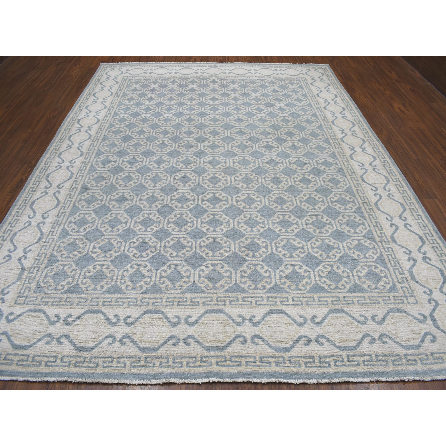 8-9 x11-1  White Wash Peshawar Khotan Design Pure Wool Hand Knotted Oriental Rug 