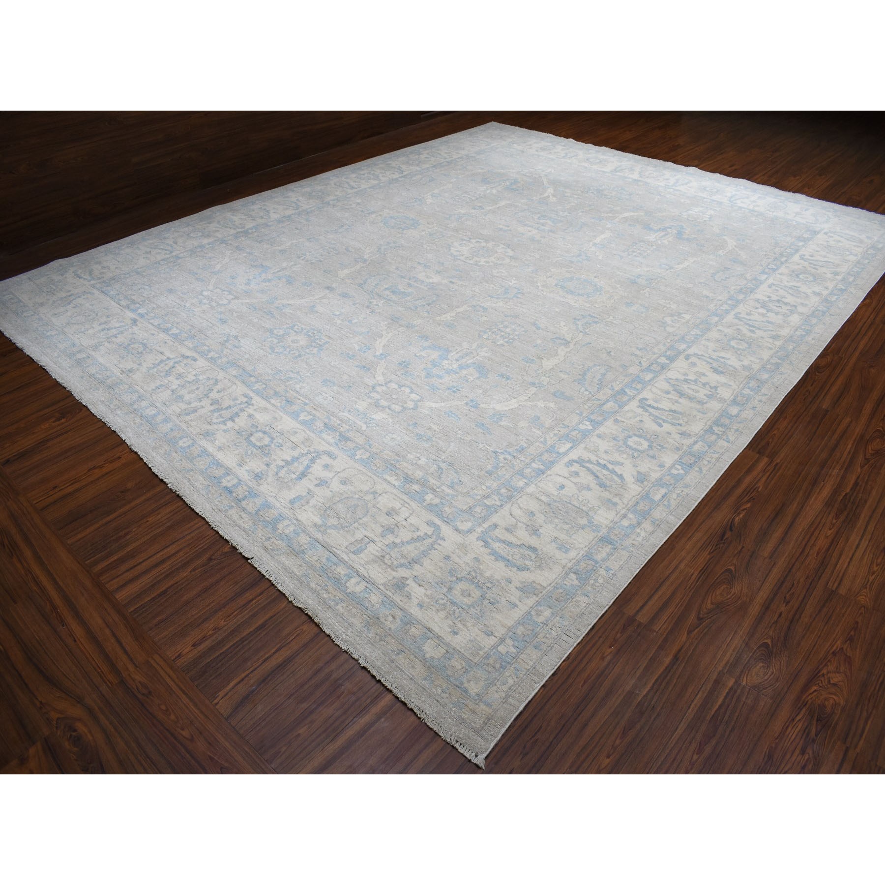 11-9 x14-5  Oversized White Wash Peshawar Pure Wool Hand Knotted Oriental Rug 