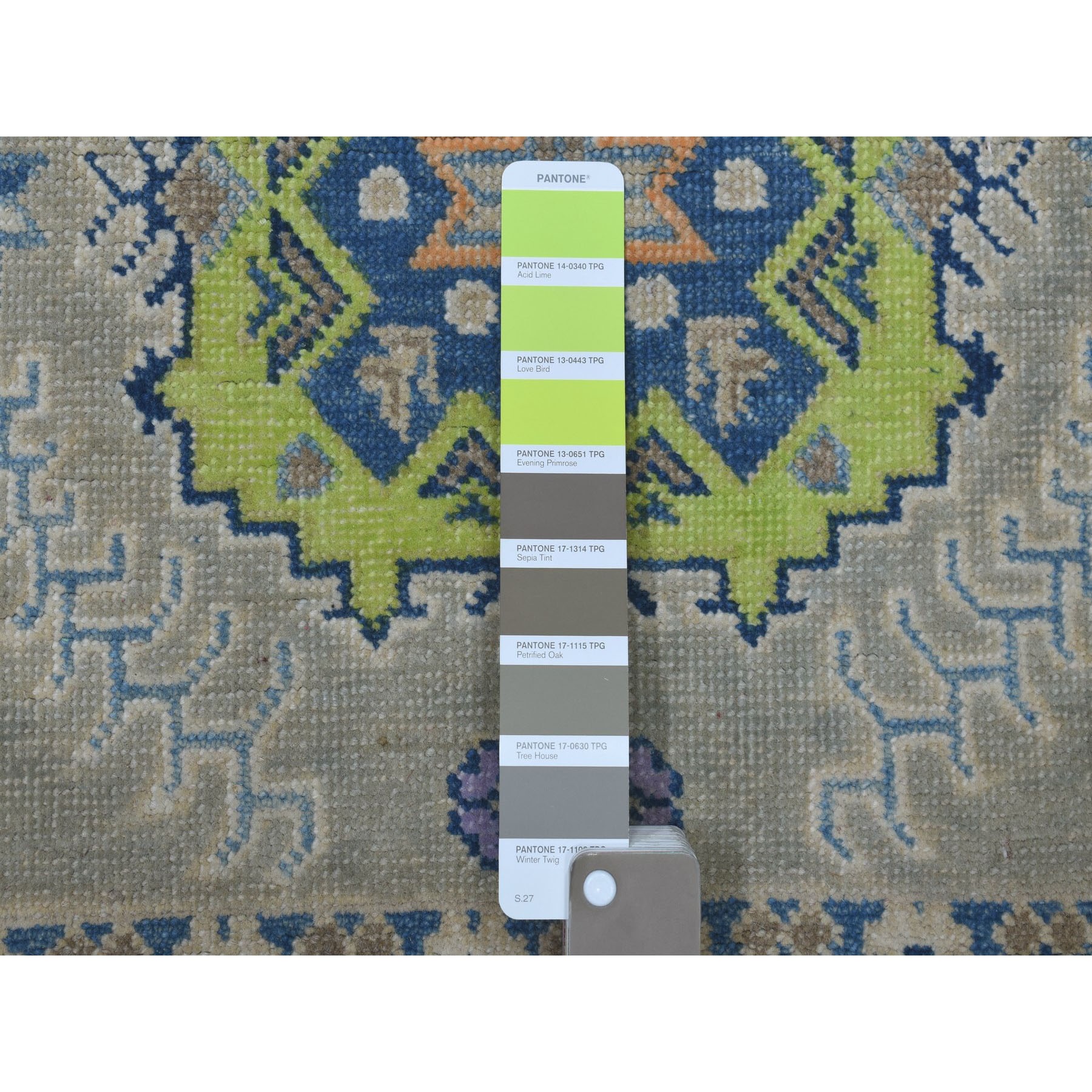 3-4 x4-8  Colorful Gray Fusion Kazak Pure Wool Geometric Design Hand Knotted Oriental Rug 