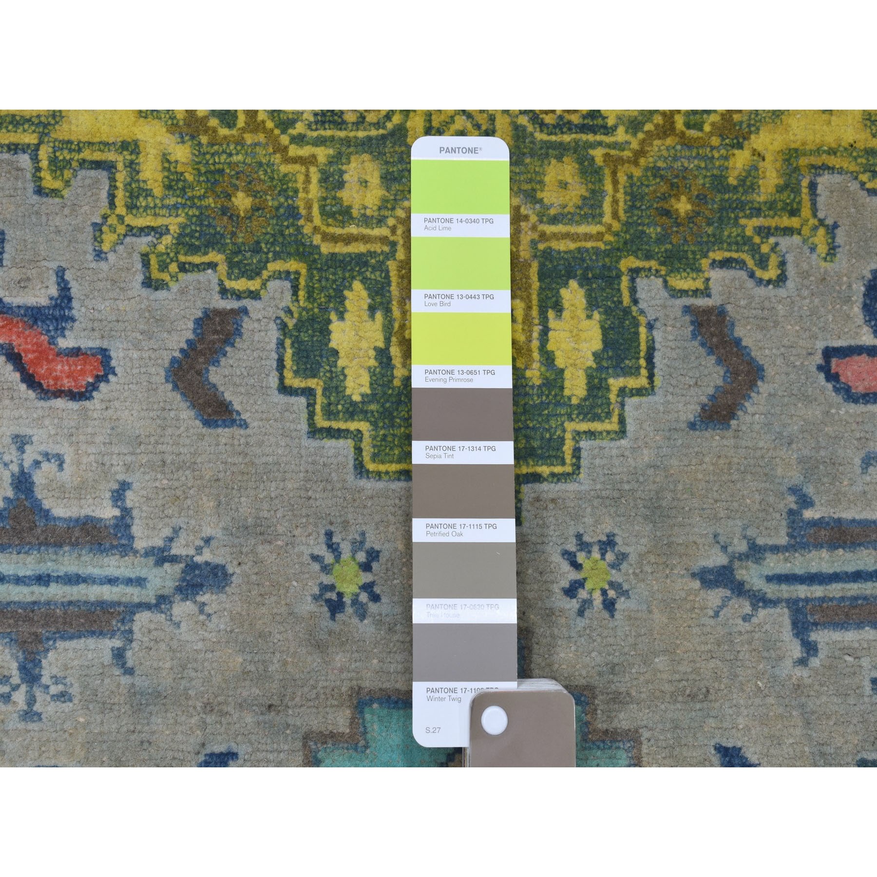 3-3 x4-10  Colorful Gray Fusion Kazak Pure Wool Geometric Design Hand Knotted Oriental Rug 