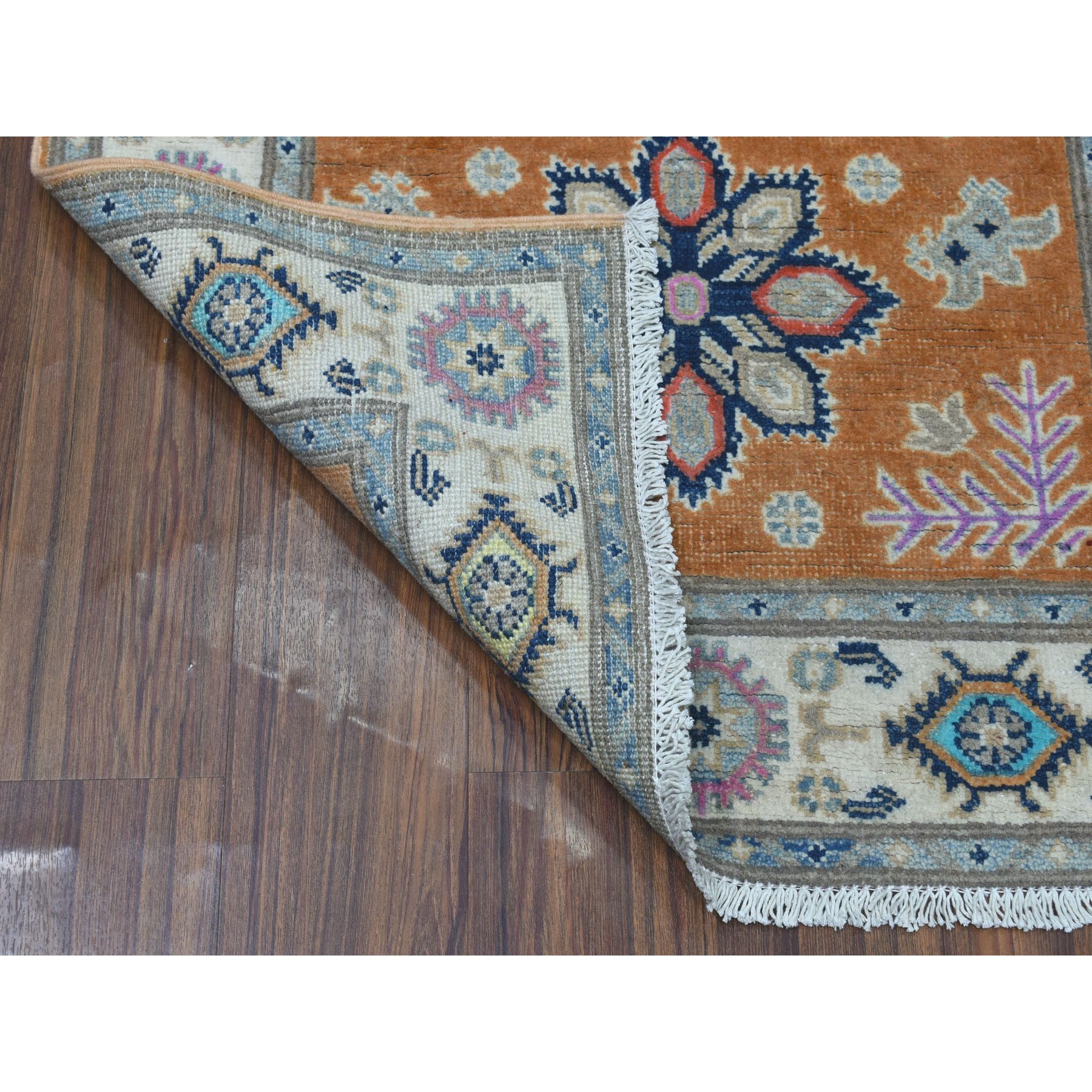 3-1 x5- Colorful Fusion Kazak Pure Wool Geometric Design Hand Knotted Oriental Rug 