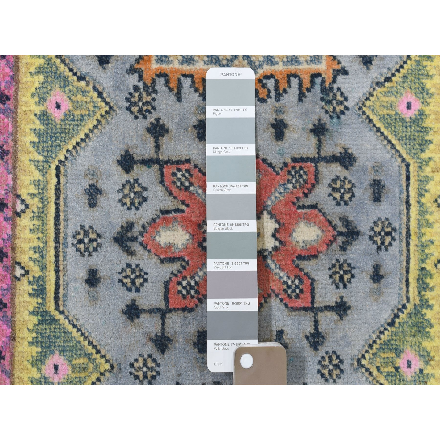 2-6 x3- Colorful Gray Fusion Kazak Pure Wool Geometric Design Hand Knotted Oriental Rug 