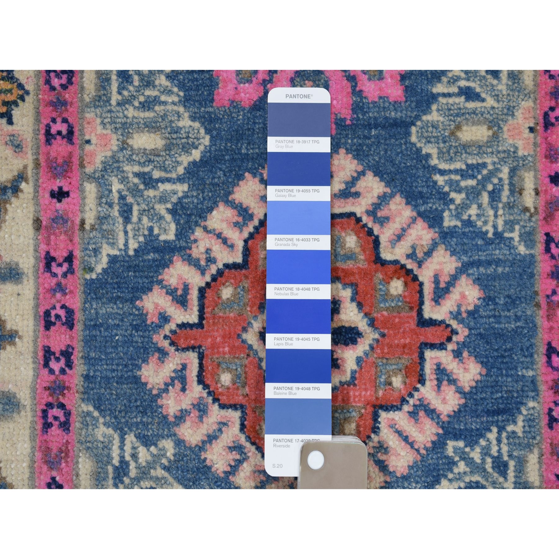 2-2 x2-10  Colorful Blue Fusion Kazak Pure Wool Geometric Design Hand Knotted Oriental Rug 