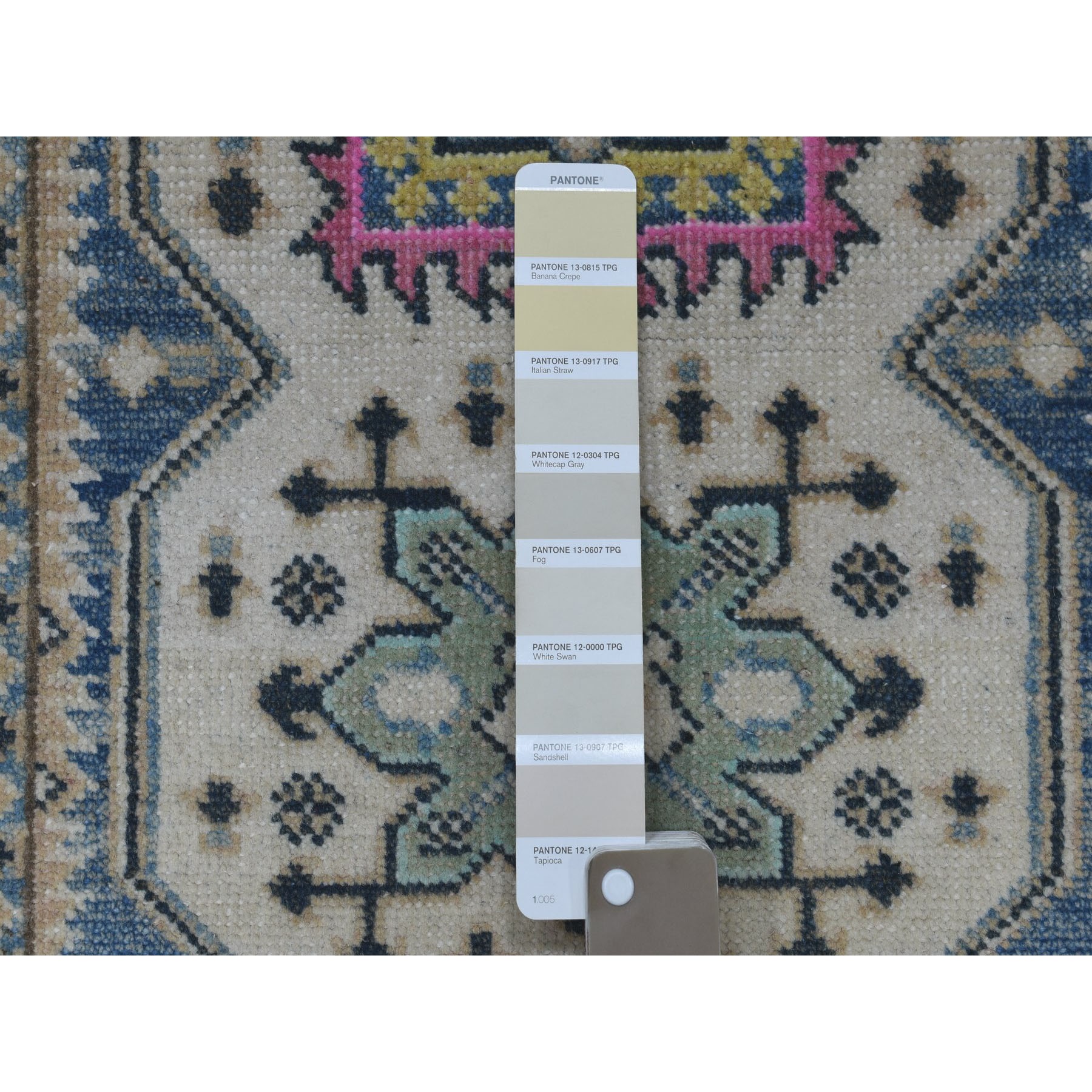 2-2 x3- Colorful Gray Fusion Kazak Pure Wool Geometric Design Hand Knotted Oriental Rug 
