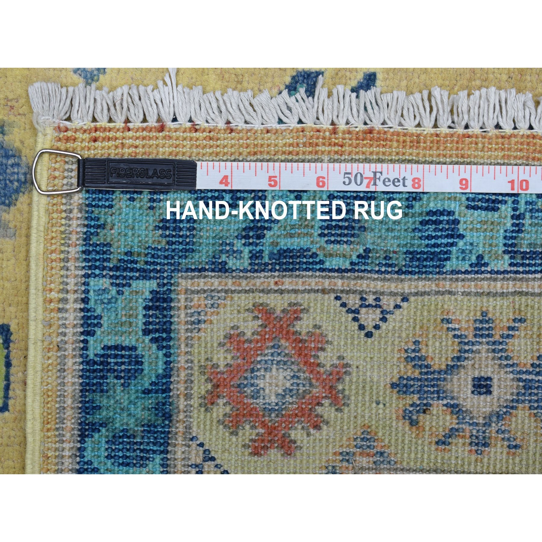 4-x5-8  Colorful Fusion Kazak Pure Wool Geometric Design Hand Knotted Oriental Rug 