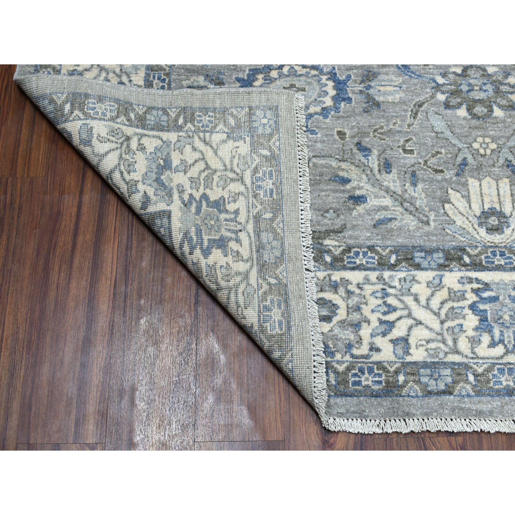 6-2 x8-9  Gray Peshawar With Ziegler Mahal Design Silver Wash Hand Knotted Oriental Rug 