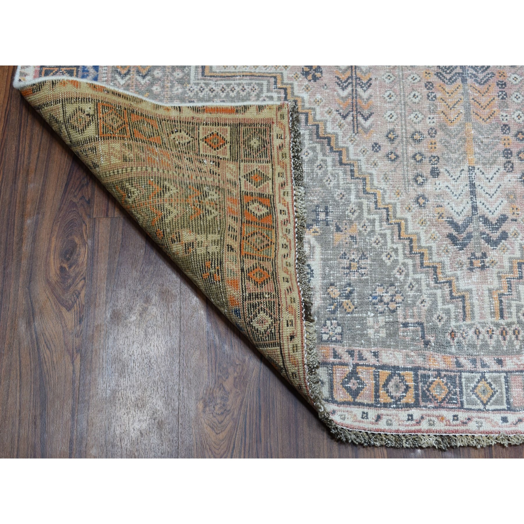 5-2 x8-10  Vintage And Worn Down Distressed Colors Persian Shiraz Hand Knotted Bohemian Rug 