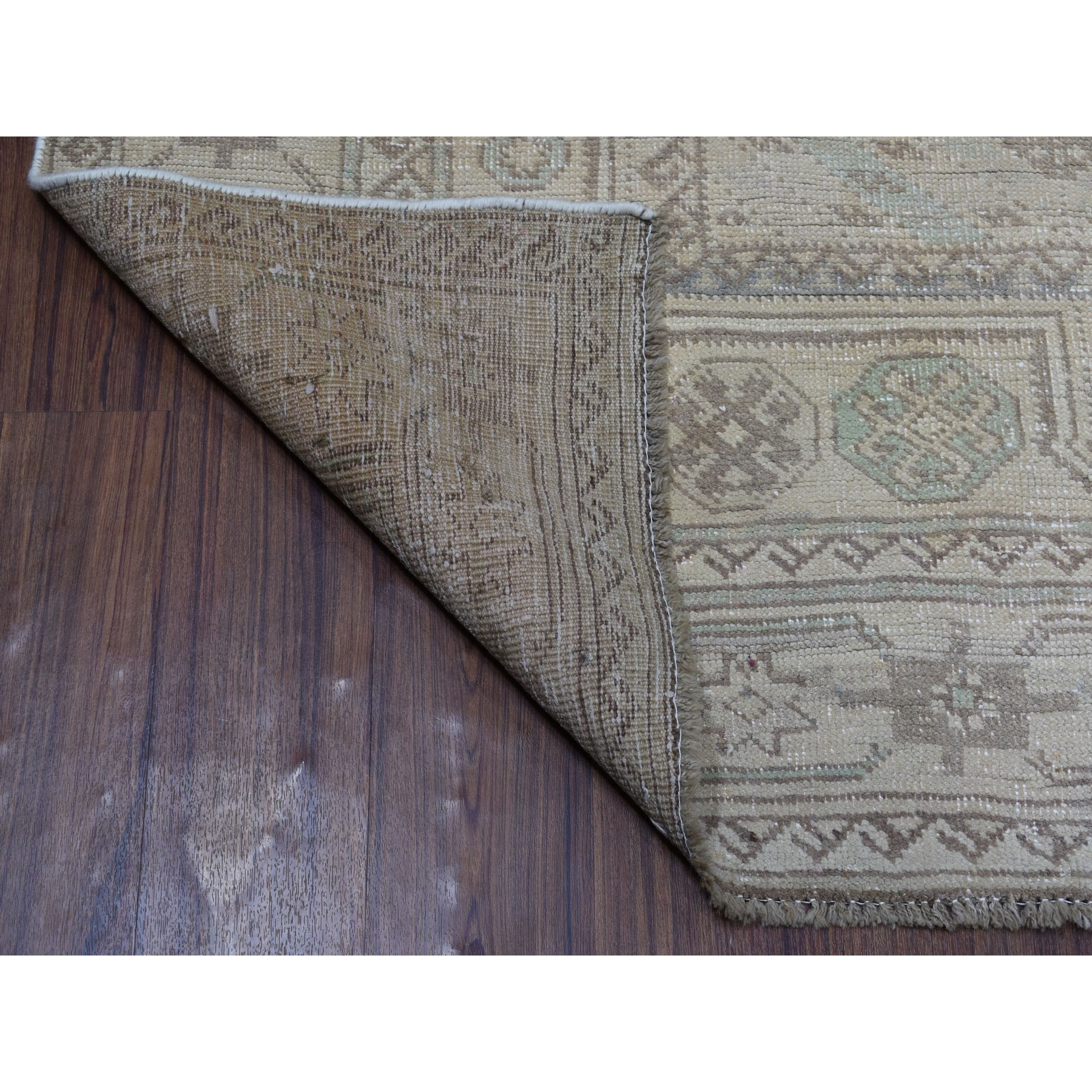 5-2 x9-1   Vintage And Worn Down Distressed Colors Persian Qashqai Hand Knotted Bohemian Rug 