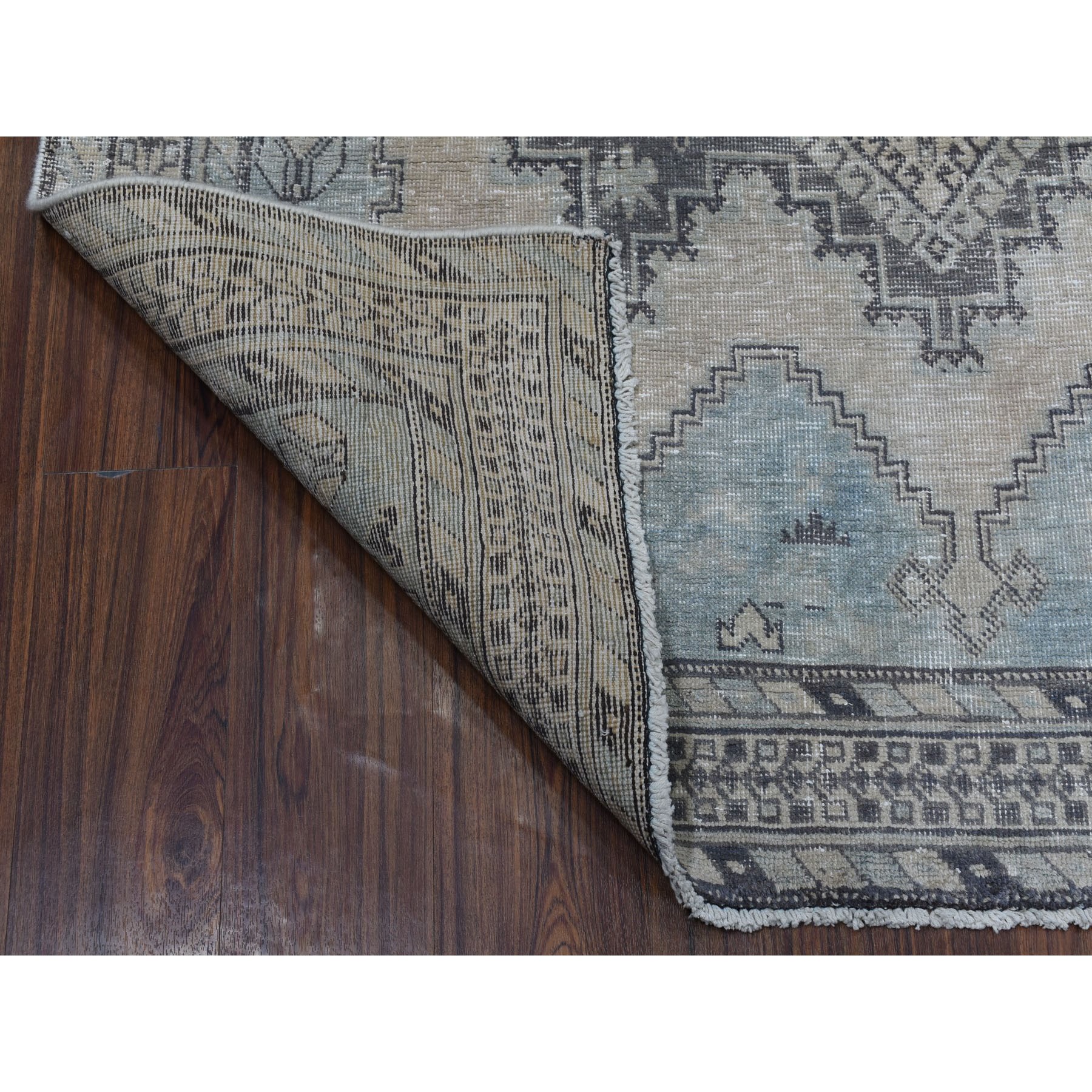 5-x6-8  Vintage And Worn Down Distressed Colors Persian Qashqai Hand Knotted Bohemian Rug 
