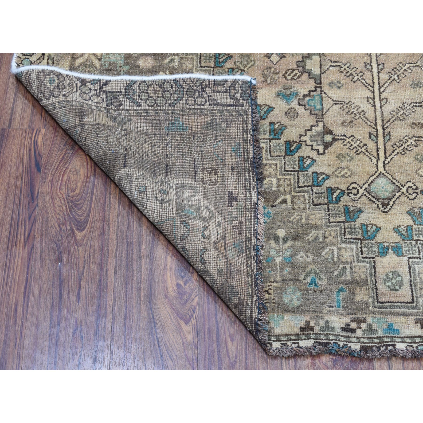 4-9 x6-2  Vintage And Worn Down Distressed Colors Persian Shiraz Hand Knotted Bohemian Rug 