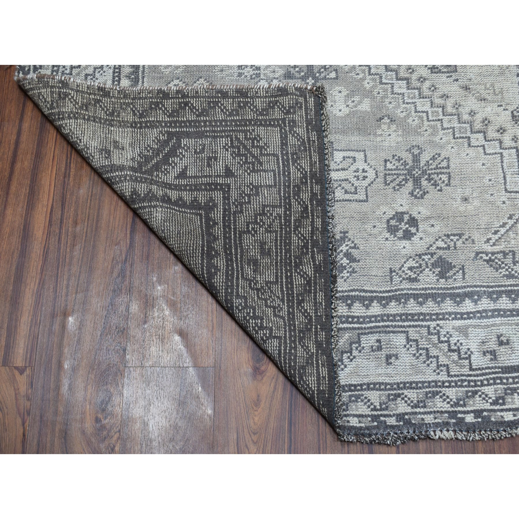6-7 x9-4  Vintage And Worn Down Distressed Colors Persian Qashqai Hand Knotted Bohemian Rug 