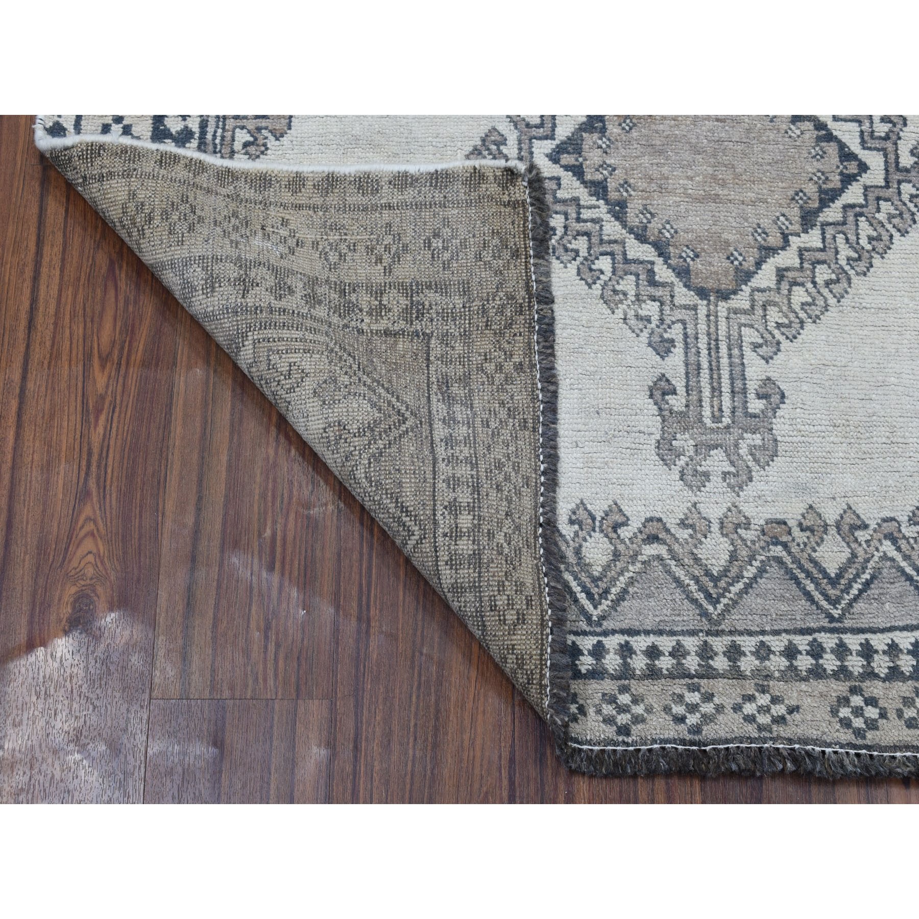 4-1 x6-7   Vintage And Worn Down Distressed Colors Persian Qashqai Hand Knotted Bohemian Rug 