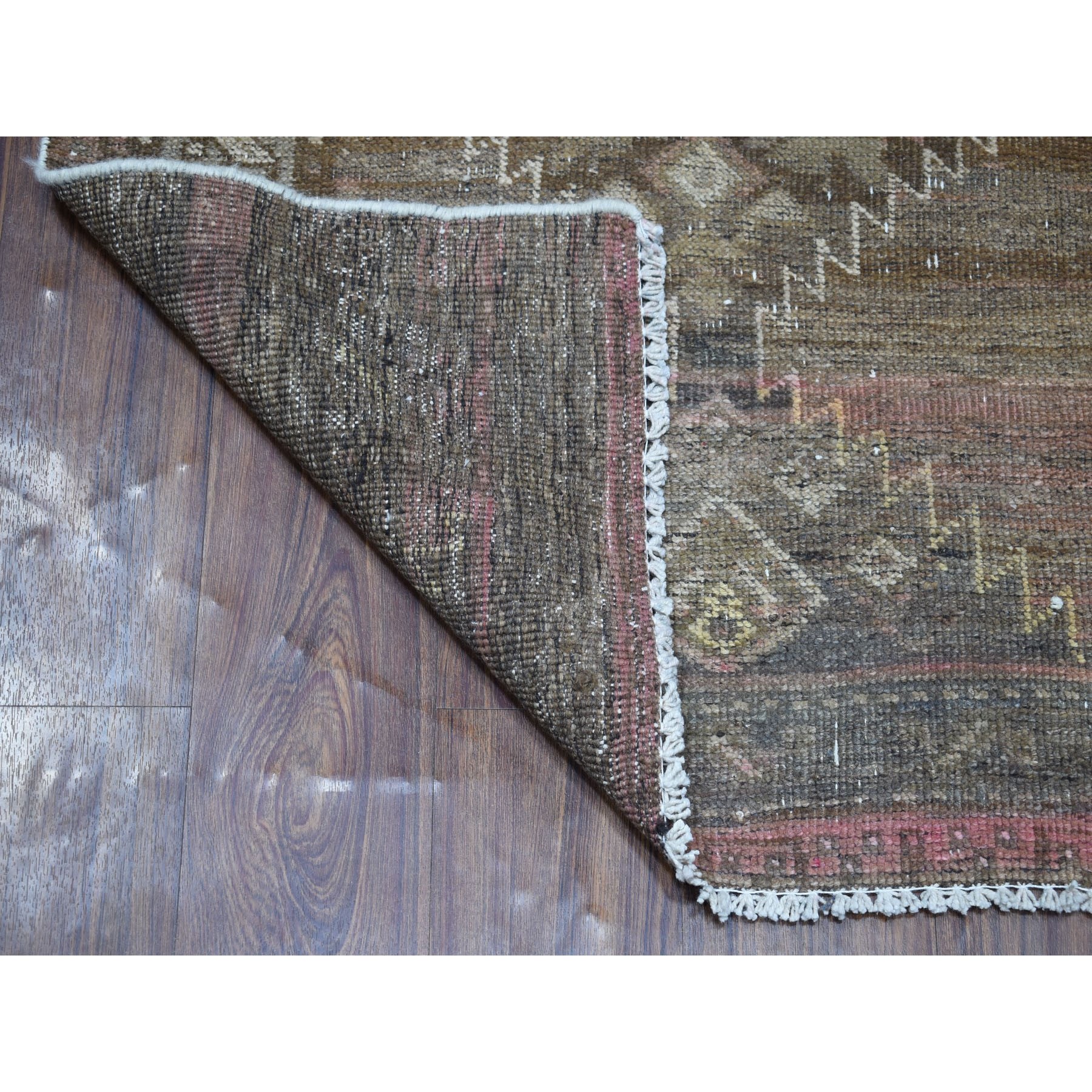 3-3 x9-8   Vintage And Worn Down Persian Shiraz Wide Runner Hand Knotted Bohemian Rug 
